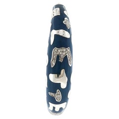 Italian Nouvelle Bague 18K Enamel/Silver/Diamond Bangle