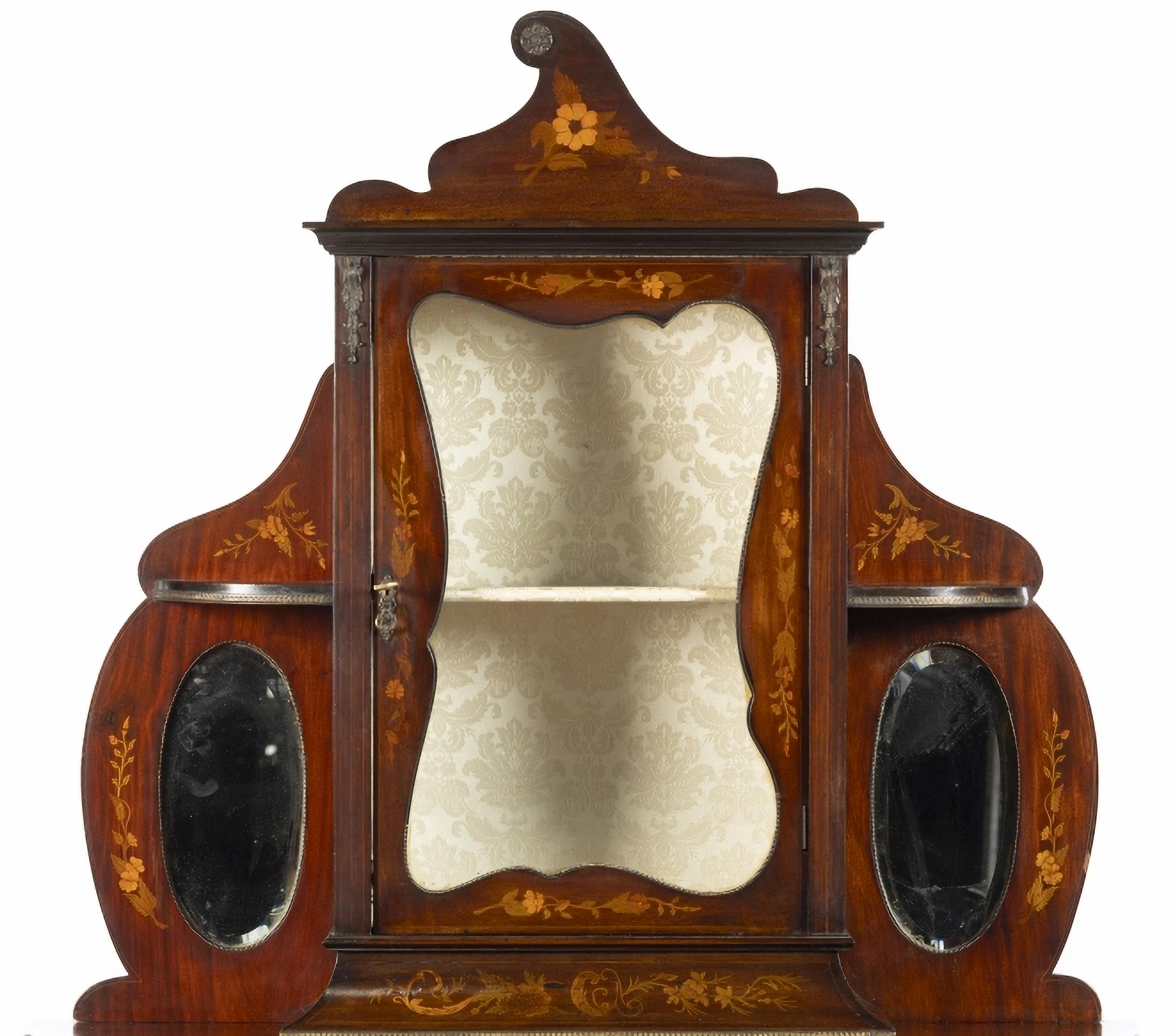 Art Nouveau Antique Victorian Mahogany Display Case 19th Century For Sale