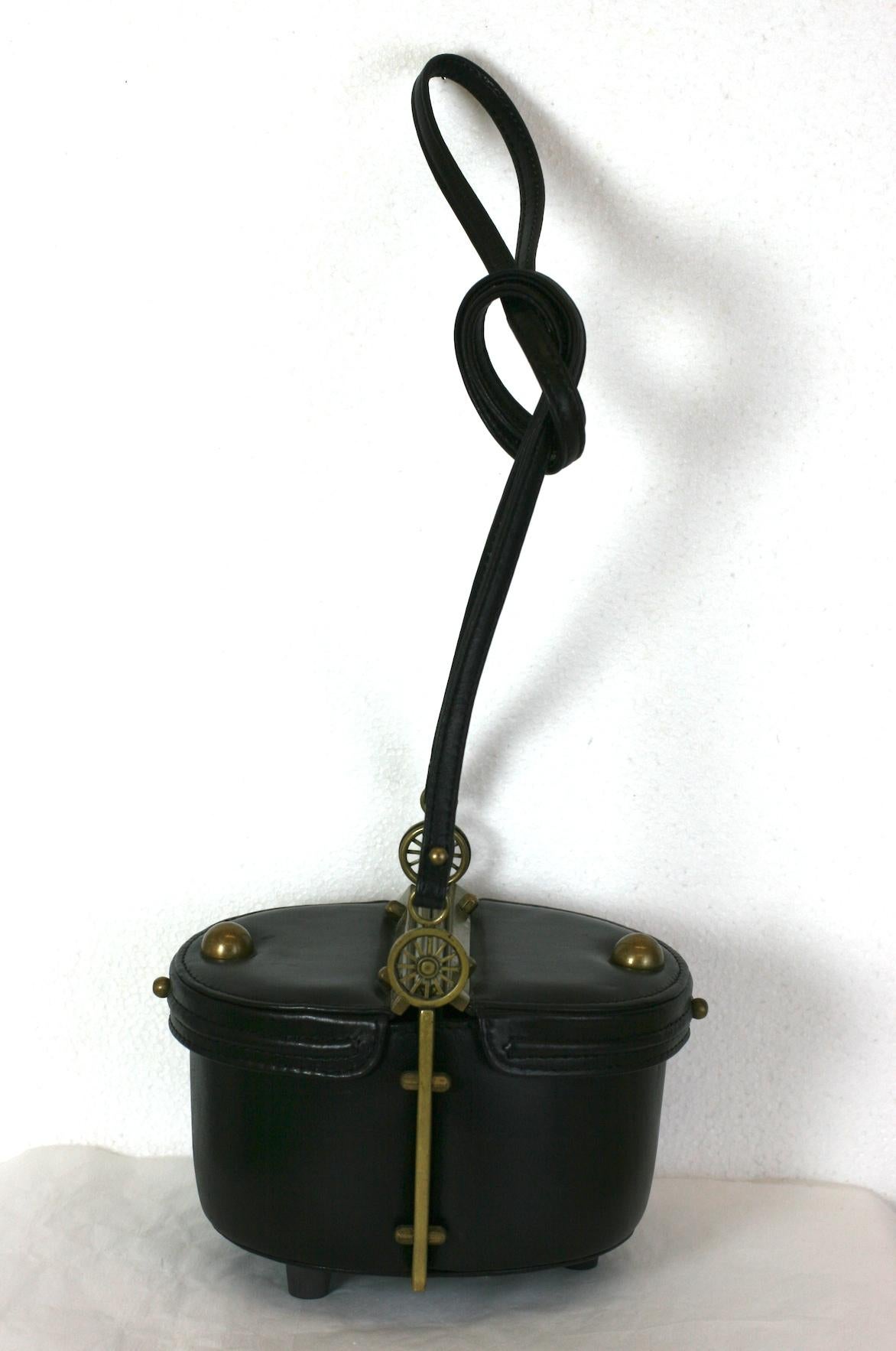 Italian Novelty Black Calf Bag, Freon Firenze For Sale 5