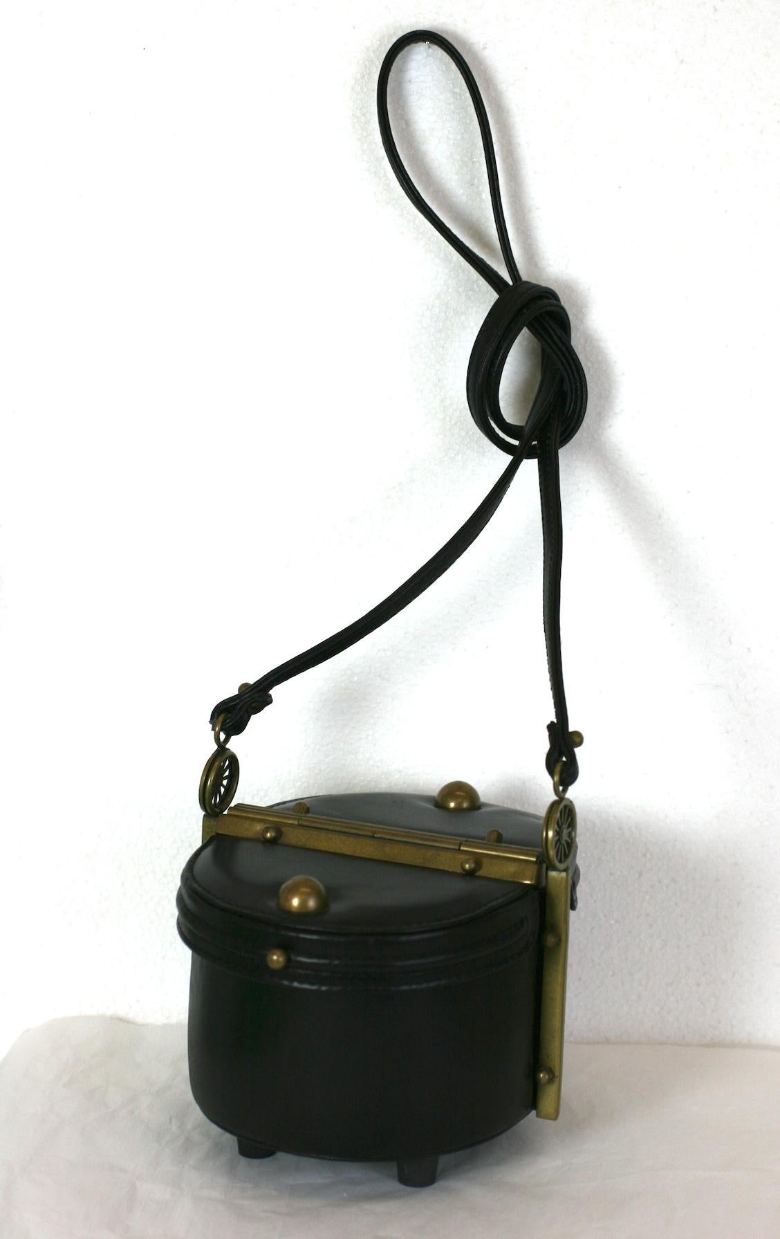 Italian Novelty Black Calf Bag, Freon Firenze For Sale 6