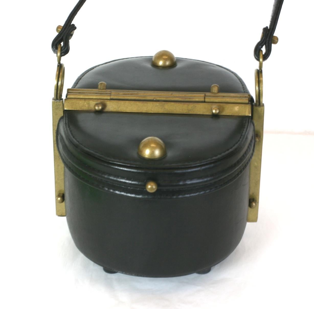 Women's or Men's Italian Novelty Black Calf Bag, Freon Firenze For Sale