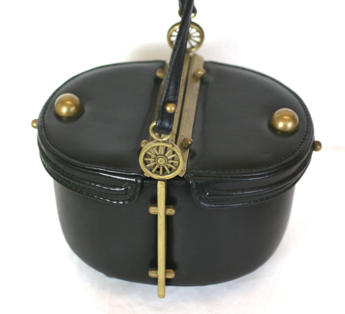 Italian Novelty Black Calf Bag, Freon Firenze For Sale 1