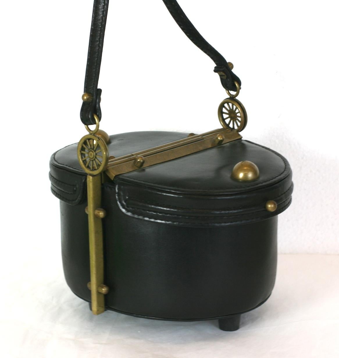 Italian Novelty Black Calf Bag, Freon Firenze For Sale 3