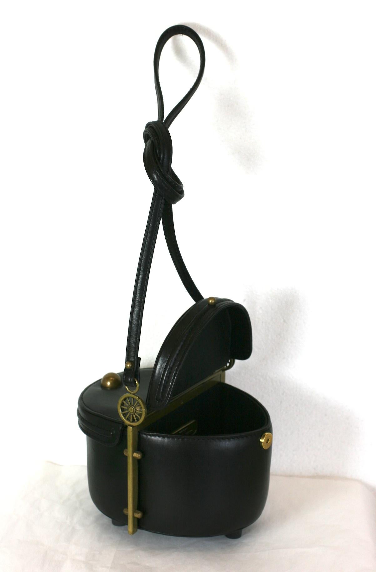 Italian Novelty Black Calf Bag, Freon Firenze For Sale 4