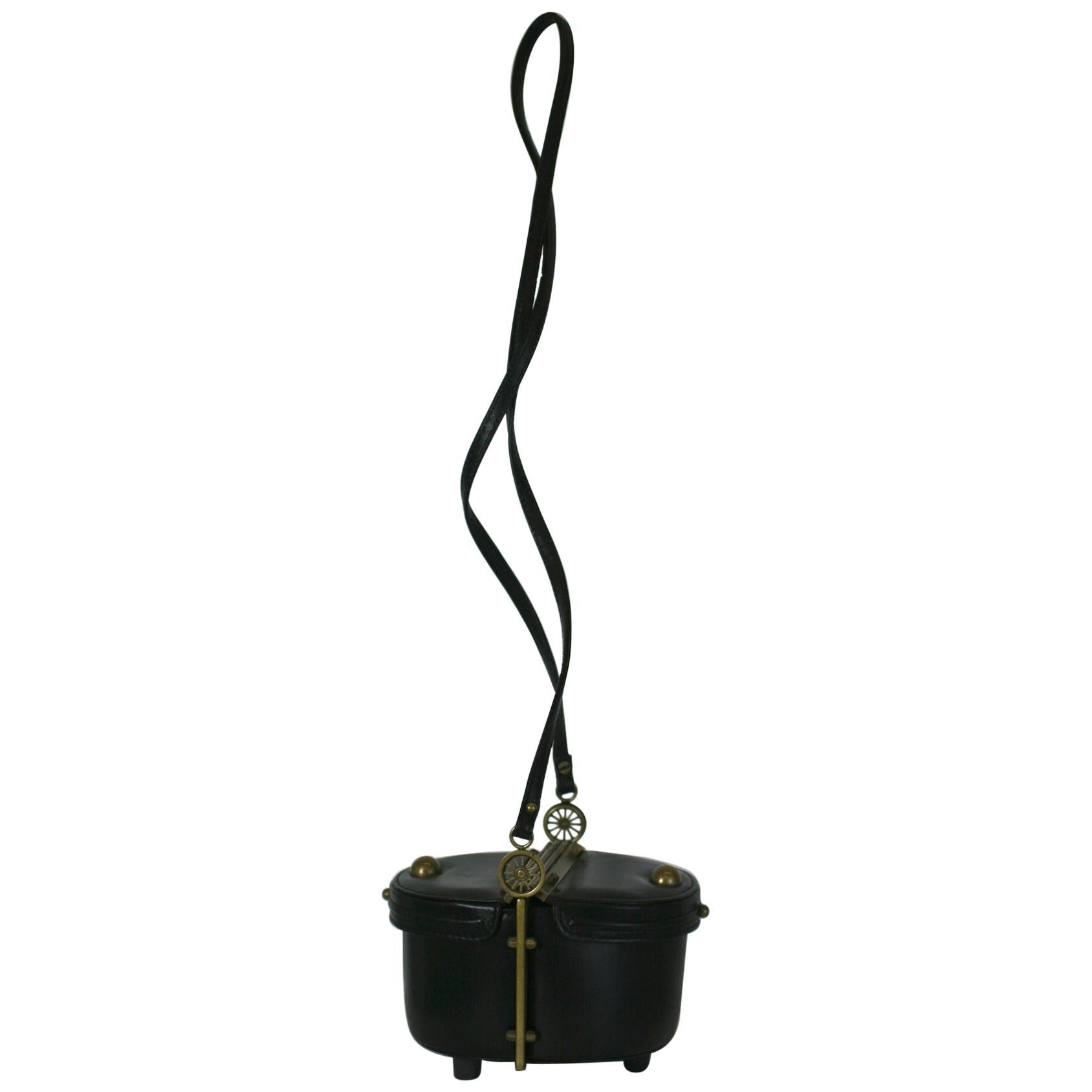 Italian Novelty Black Calf Bag, Freon Firenze For Sale