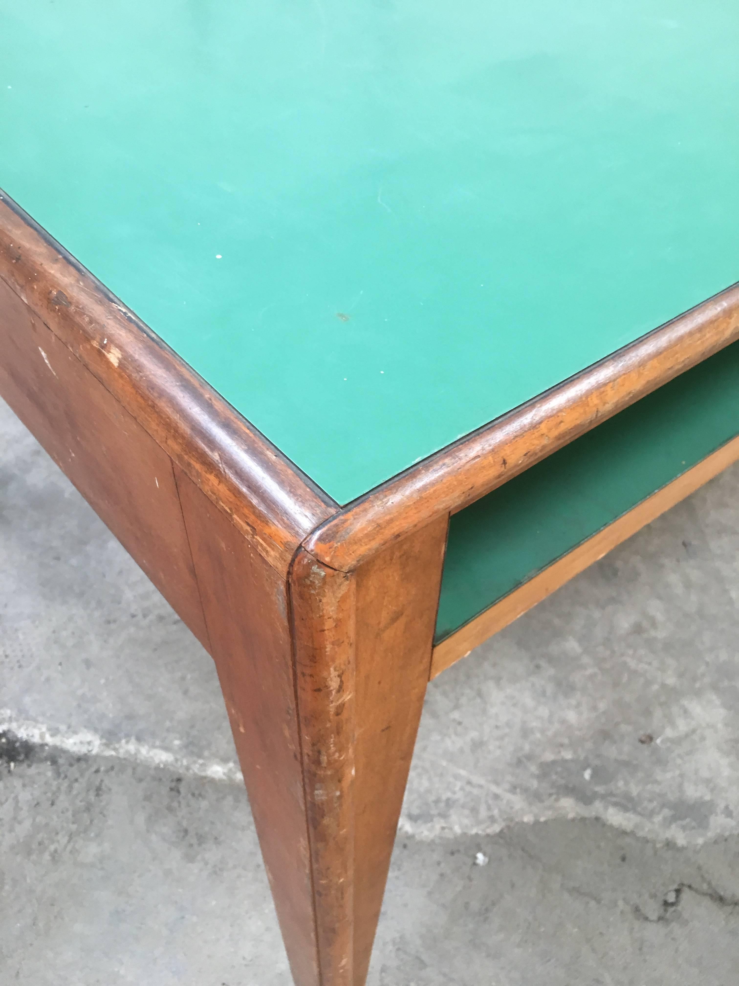 Italian Oak and Formica Boarding School Counter Table from 1960s 3