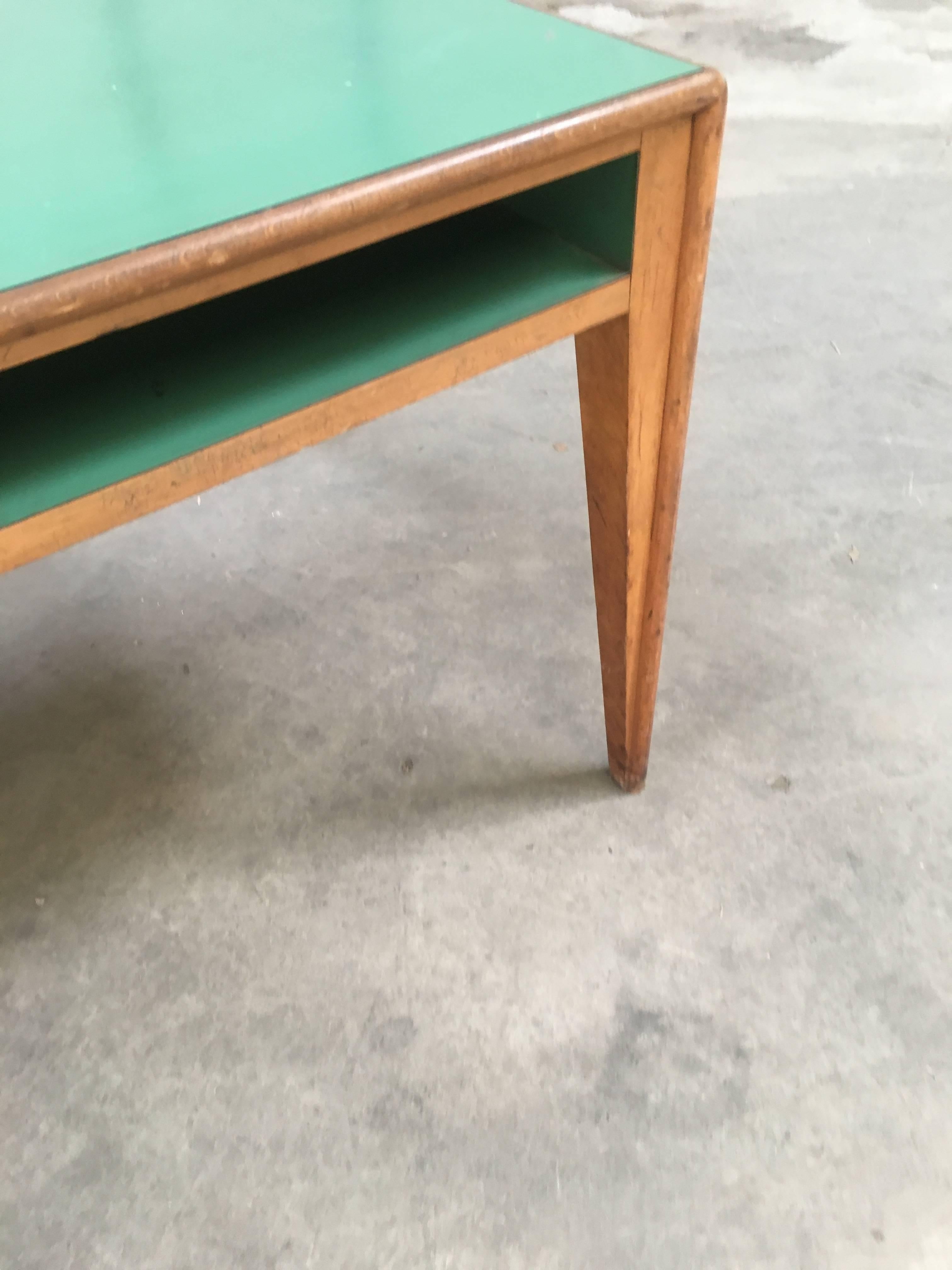 Italian Oak and Formica Boarding School Counter Table from 1960s 4