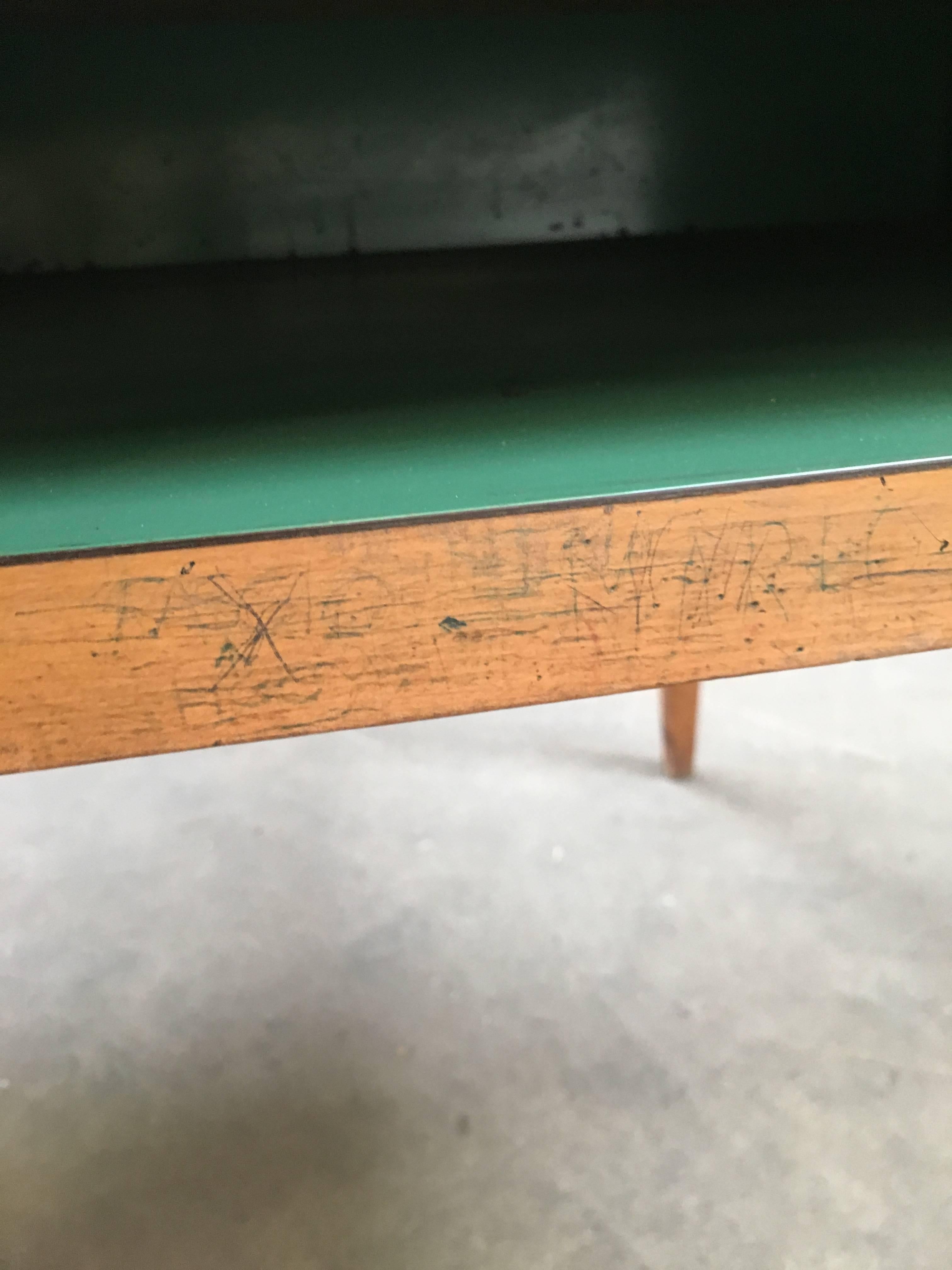 Italian Oak and Formica Boarding School Counter Table from 1960s 7