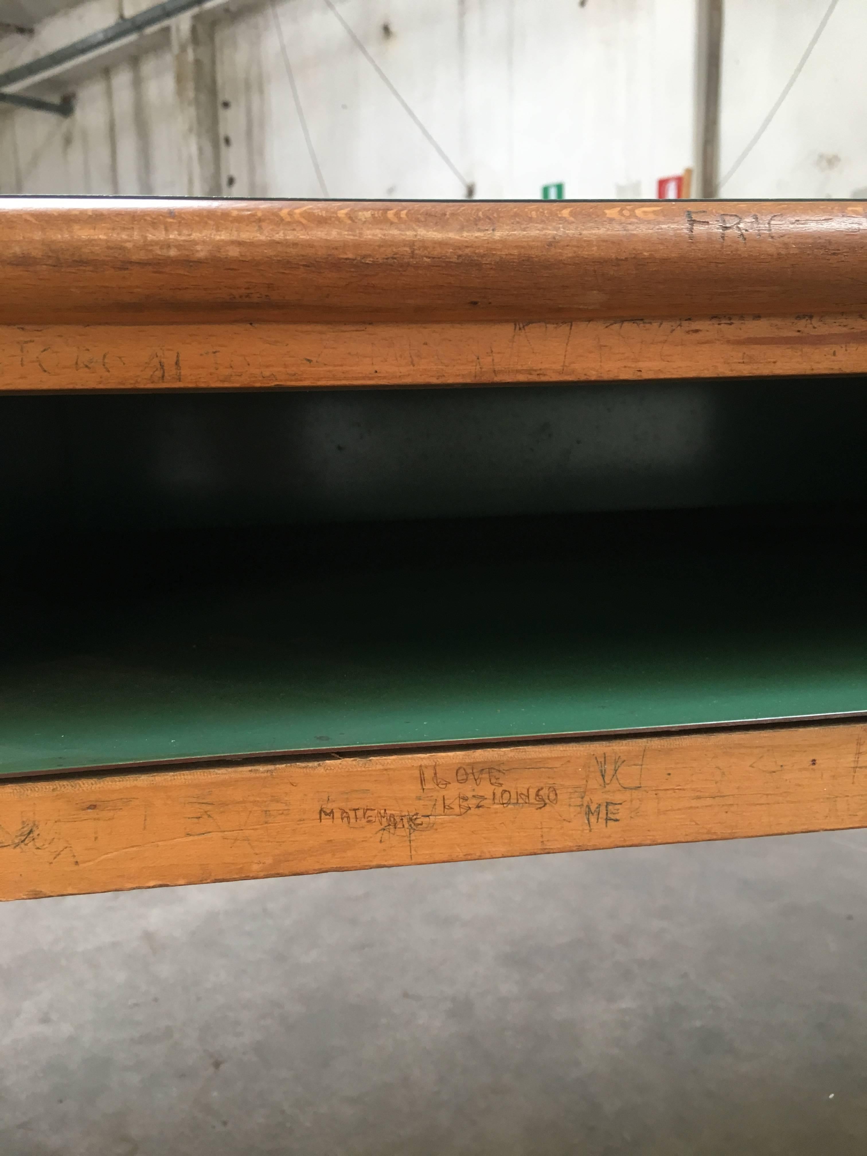 Italian Oak and Formica Boarding School Counter Table from 1960s 8