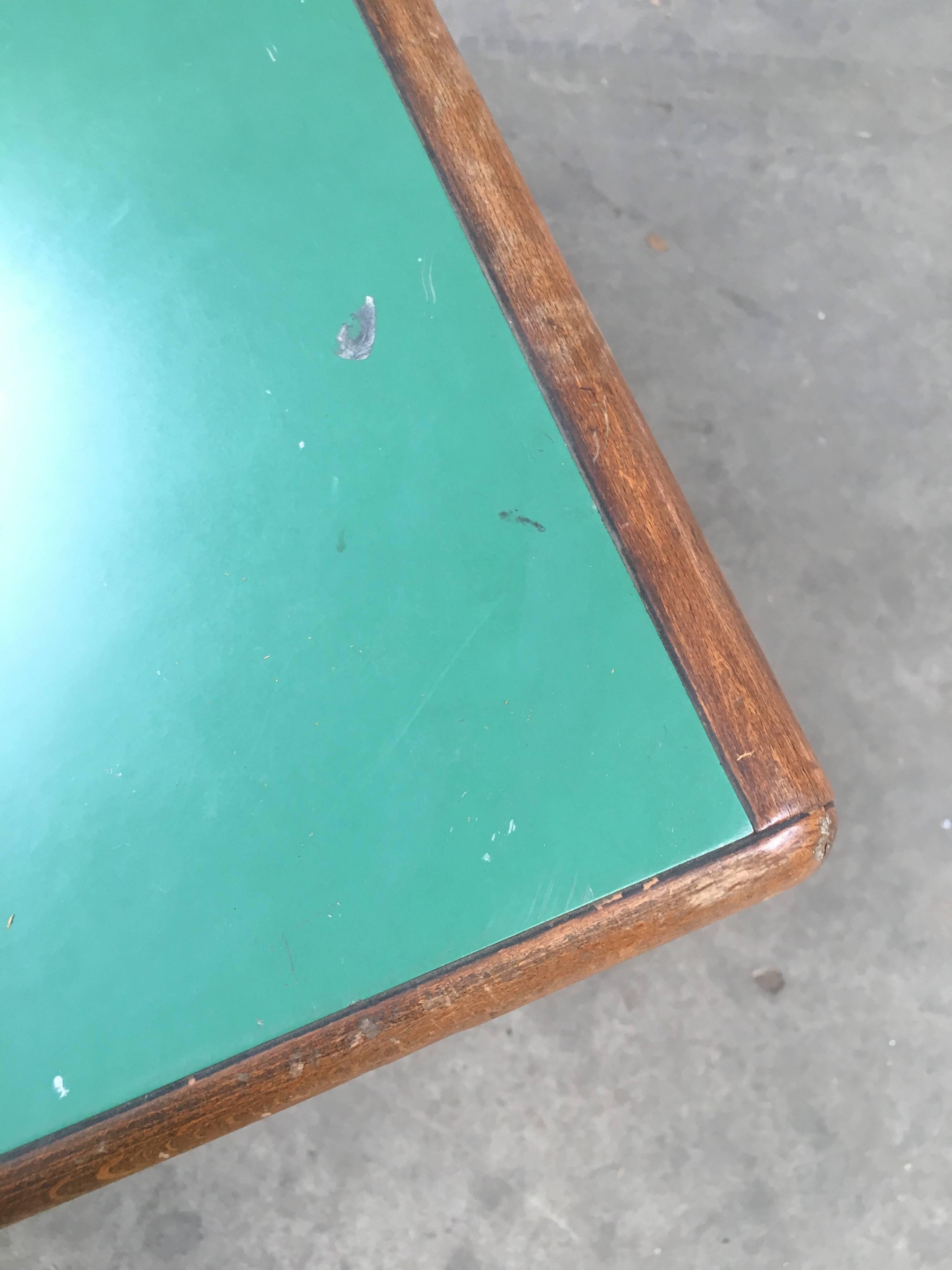 Italian Oak and Formica Boarding School Counter Table from 1960s 11