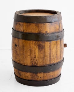 Italian Oak and Iron-Bound Coopered Barrel, 19th Century