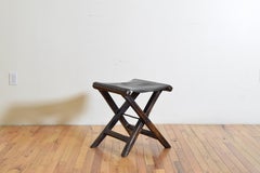 Italian Oak and Leather Folding Stool, Early 19th Century