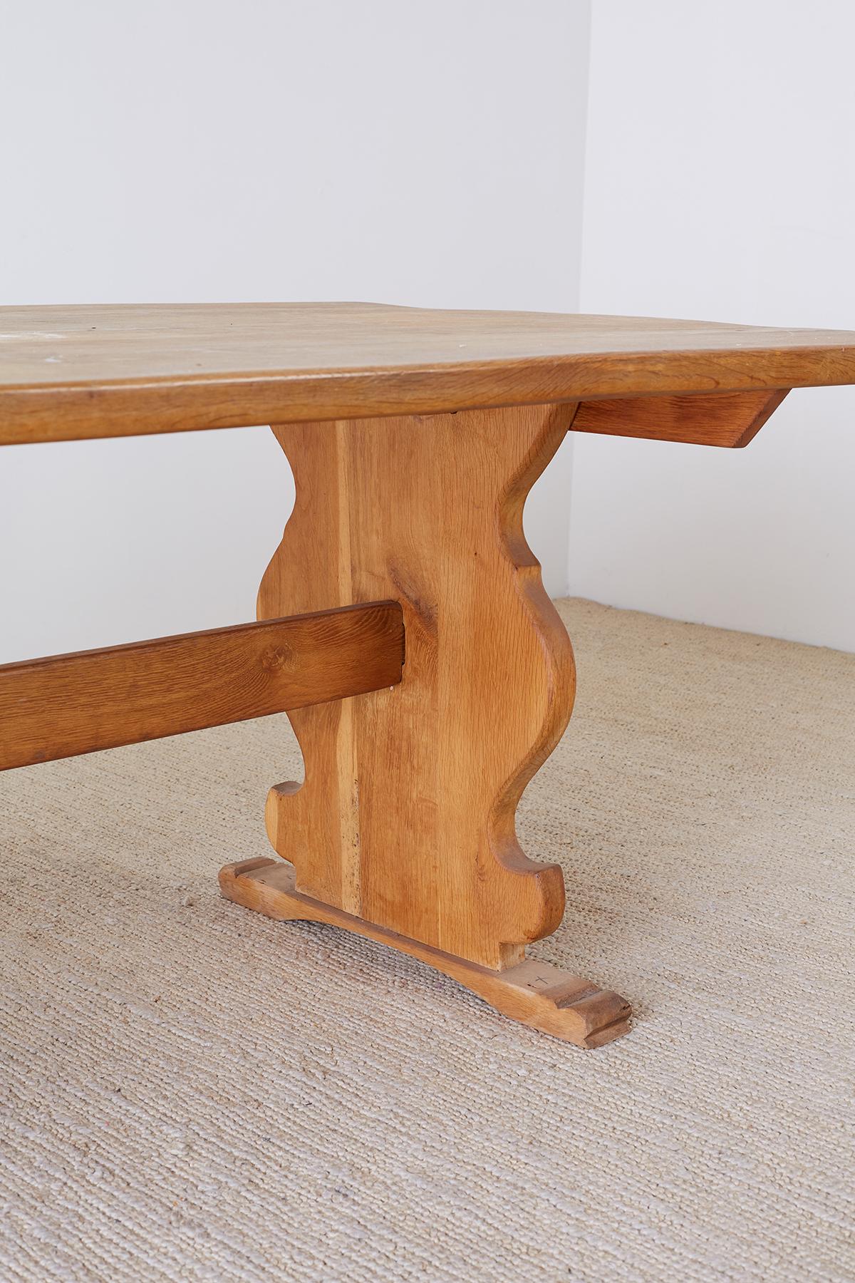 Italian Oak Baroque Style Country Trestle Dining Table 7