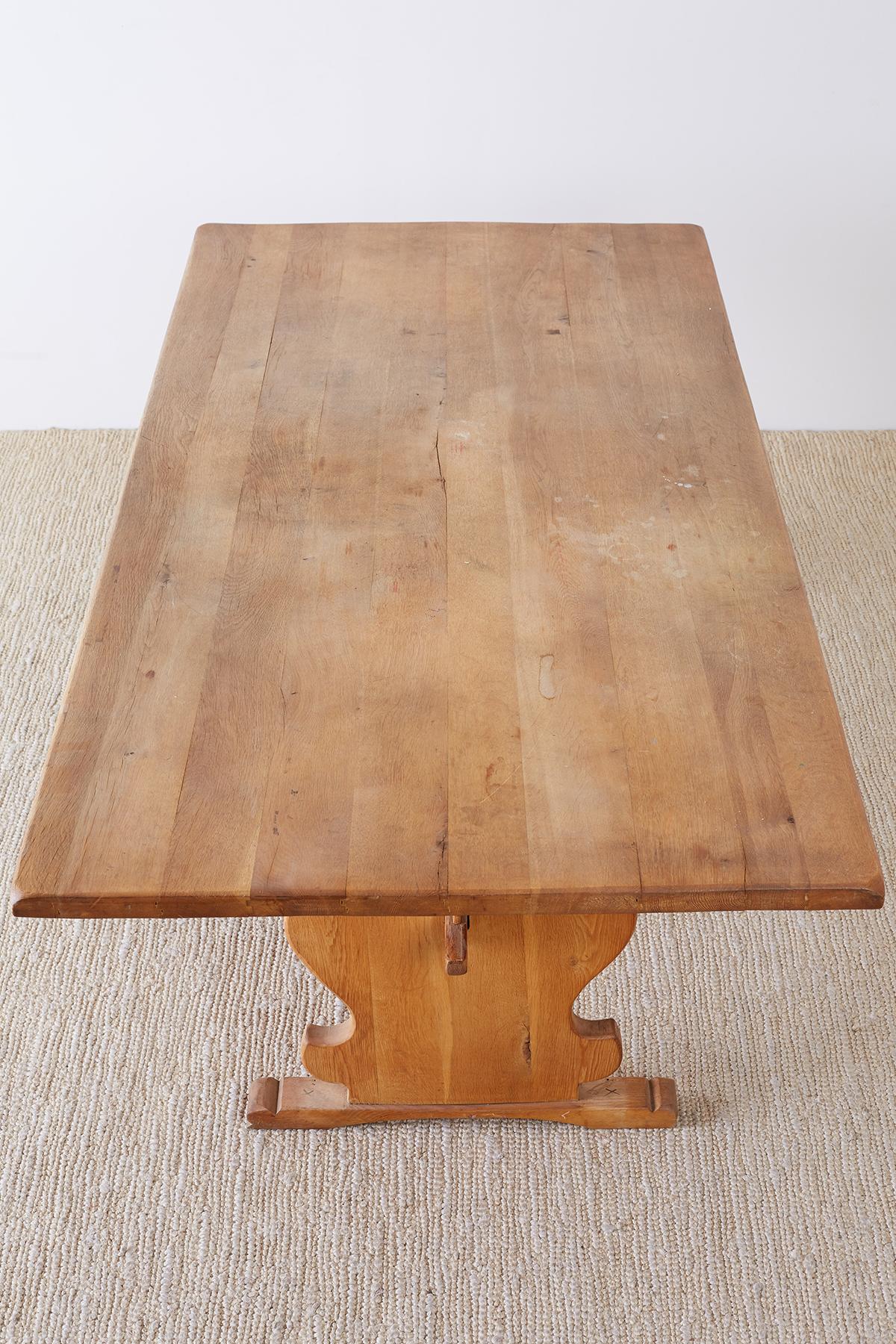 Italian Oak Baroque Style Country Trestle Dining Table 2