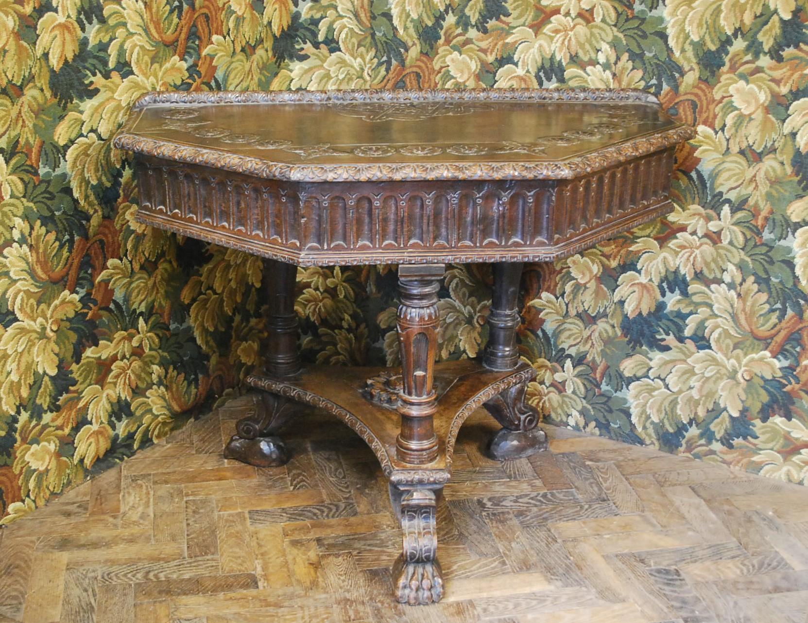 Baroque Italian Oak Hall Table