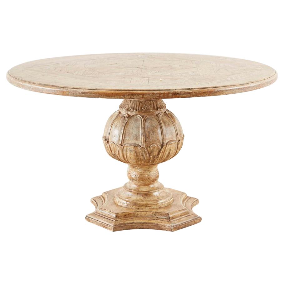 Italian Oak Neoclassical Round Dining or Centre Table