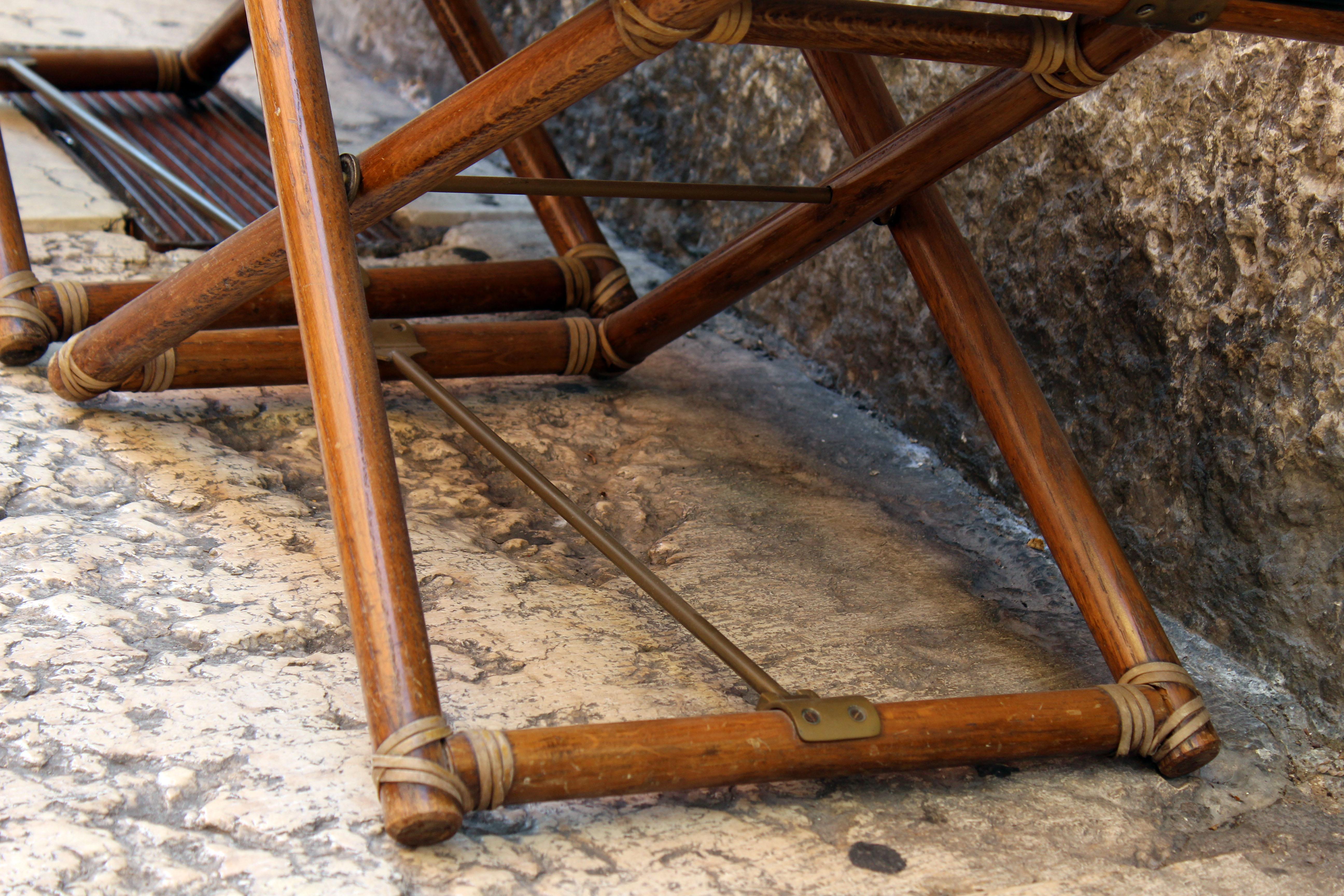 Late 20th Century Italian Oak Wood Director's Chairs, Pair of Two, 1970s