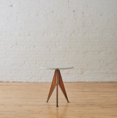 Italian Occasional Marble and Walnut Side Table