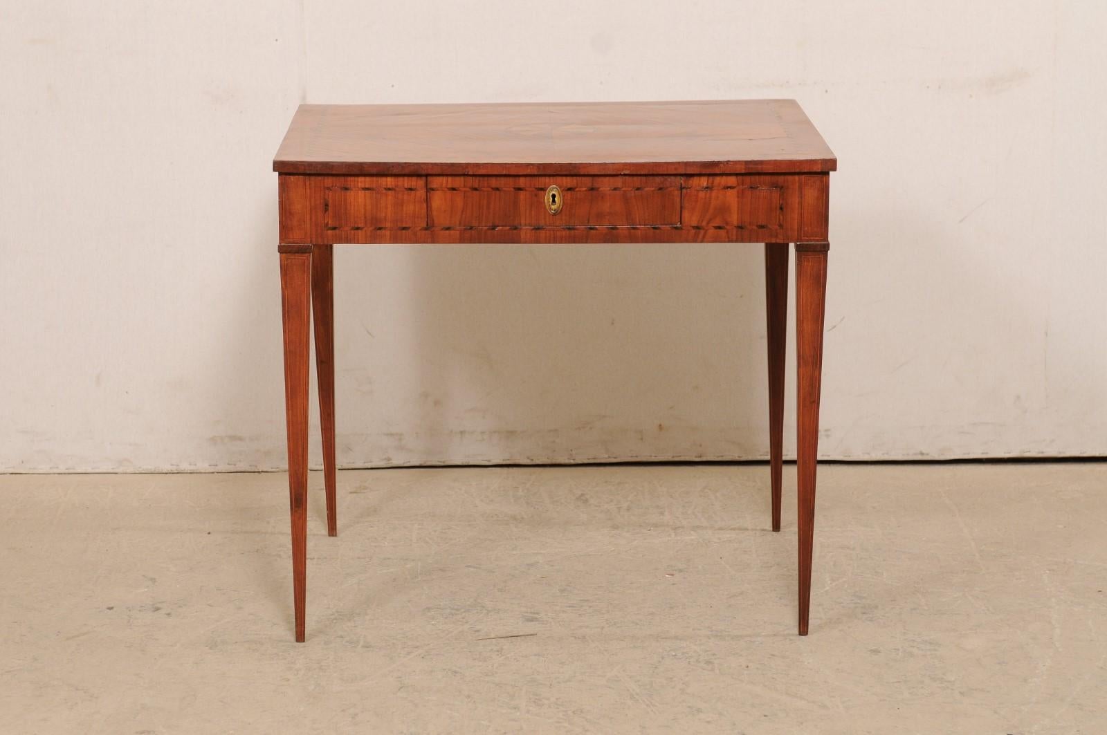 Italian Occasional Table with Floral Medallion Inlay Adorning Top, Early 19th C For Sale 6