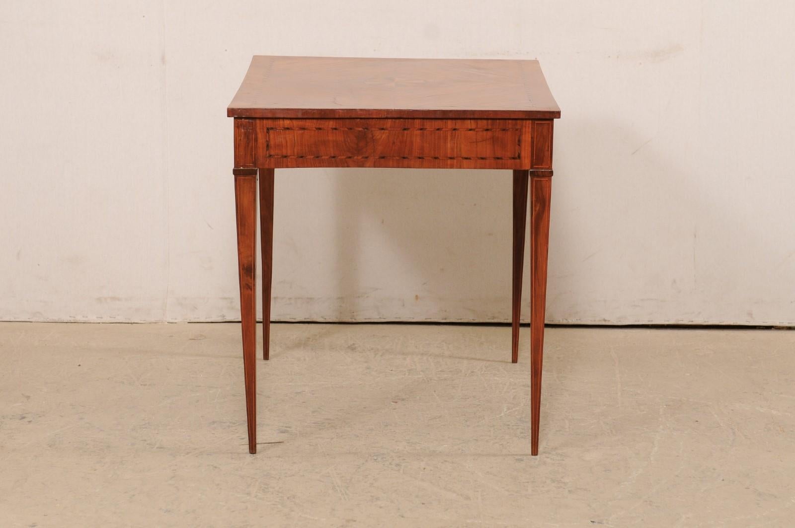 Italian Occasional Table with Floral Medallion Inlay Adorning Top, Early 19th C For Sale 4