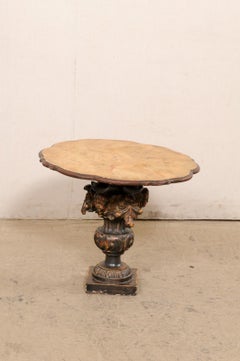 Italian Occasional Table with Putto & Urn Carved Pedestal , 19th C