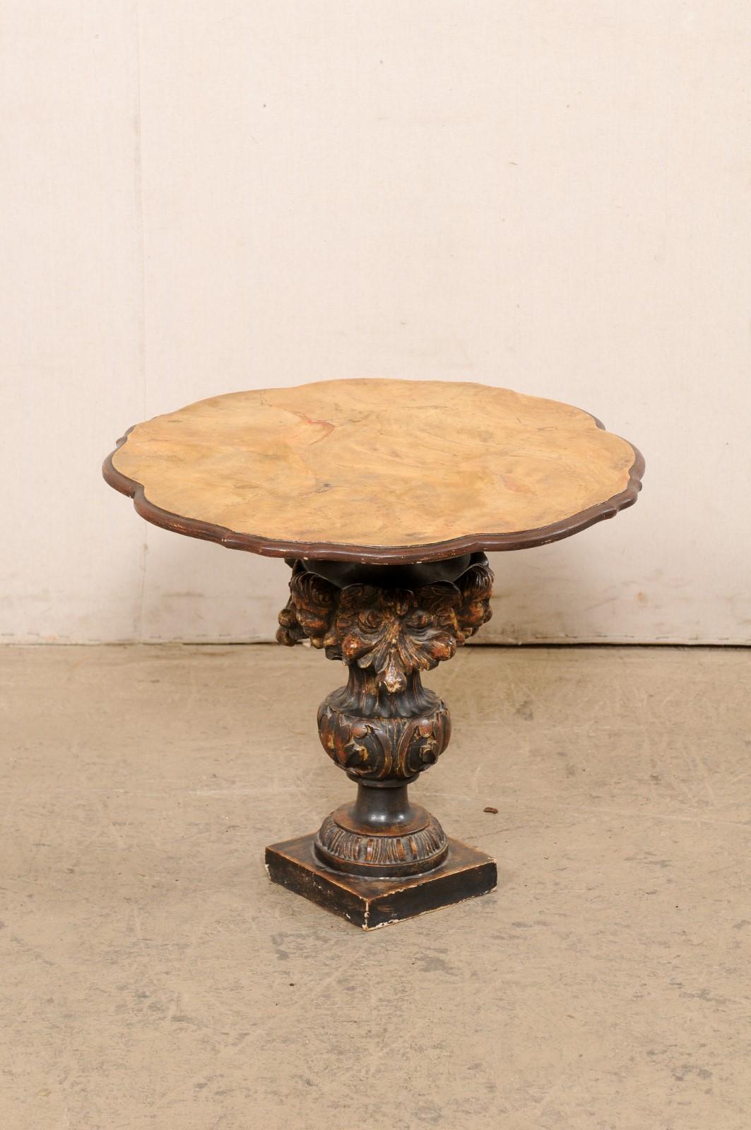 Italian Occasional Table with Putto & Urn Carved Pedestal , 19th C For Sale 2