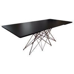 Table de salle à manger à rallonge octogonale italienne en verre fumé avec base en métal chromé