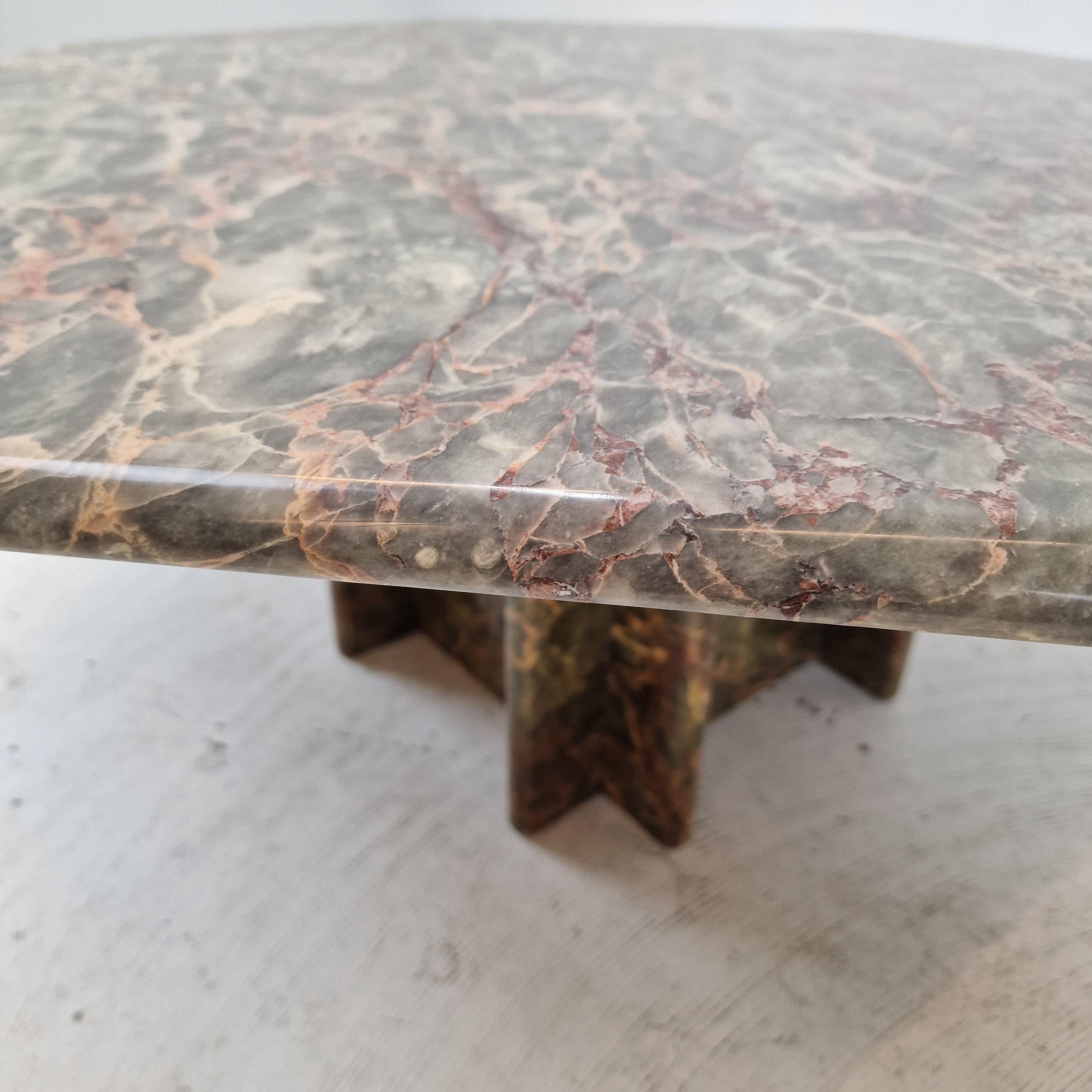 Italian Octagon Marble Coffee Table, 1980s For Sale 8