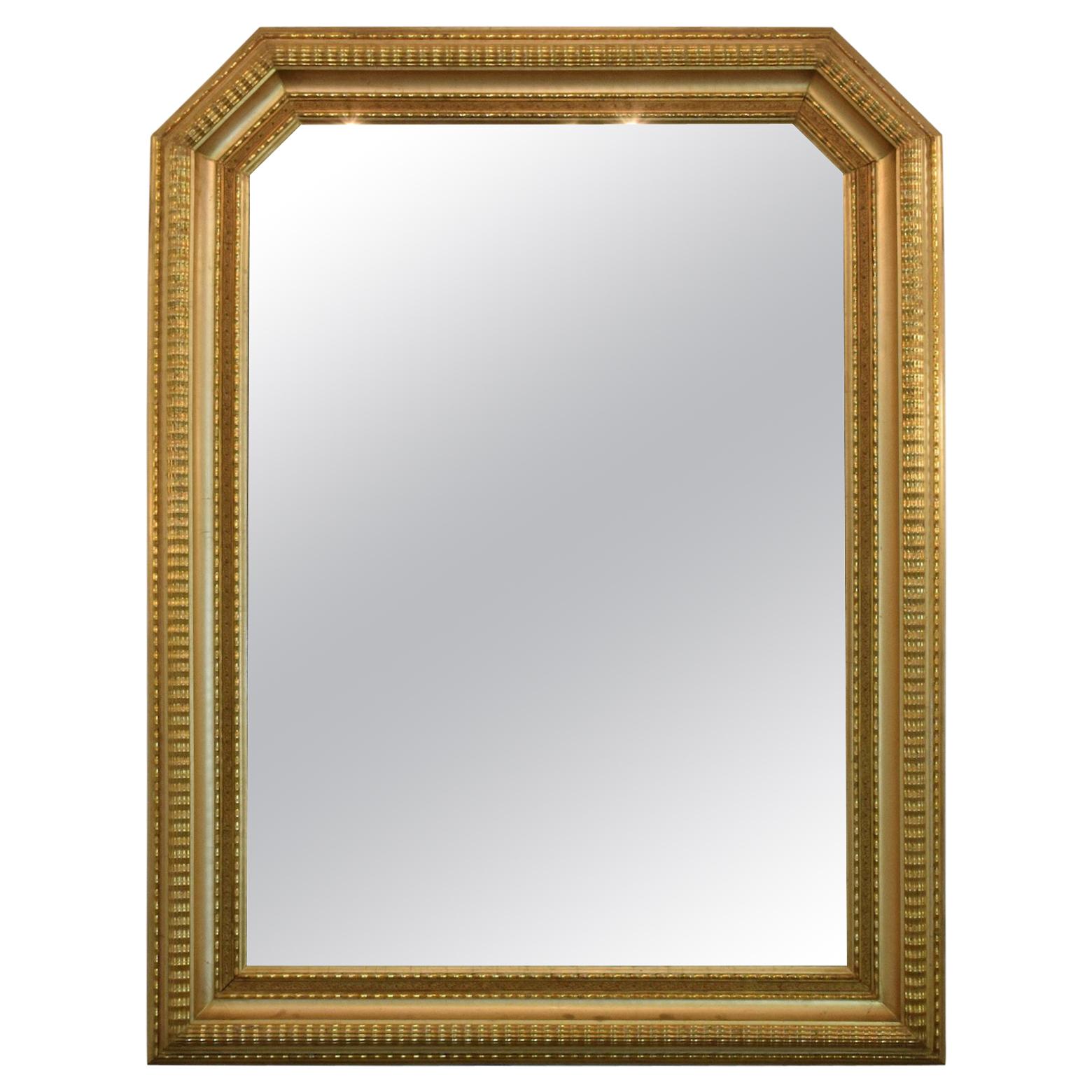 Italian Octagonal Art Deco Style Giltwood Mirror, 1940s