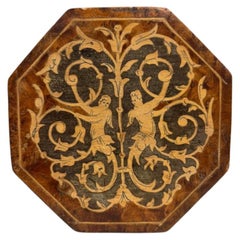Scatola ottagonale italiana in legno di radica con intarsi in legno di frutta, stile rinascimentale, XIX C.