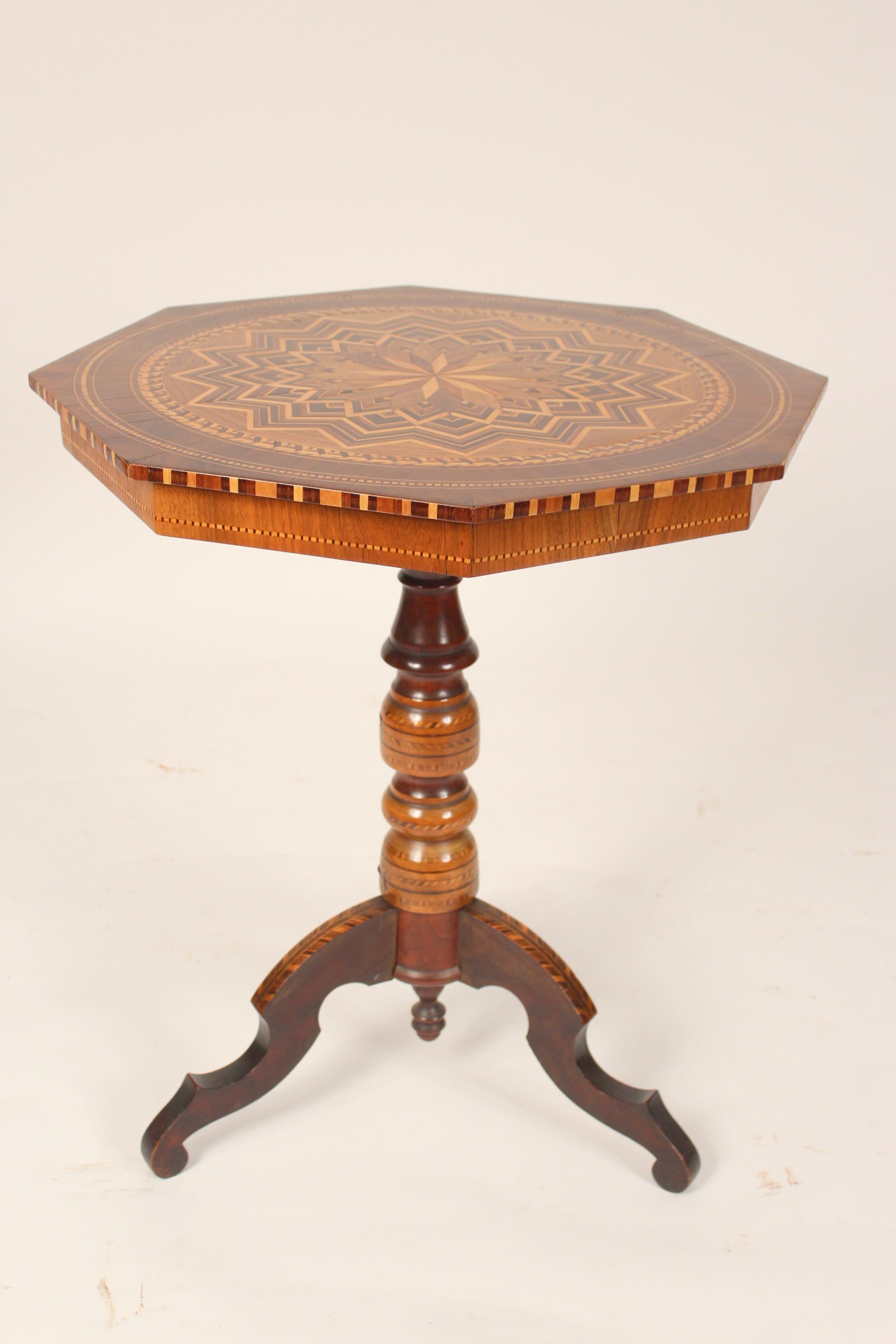 Italian octagonal inlaid occasional table, circa 1930.