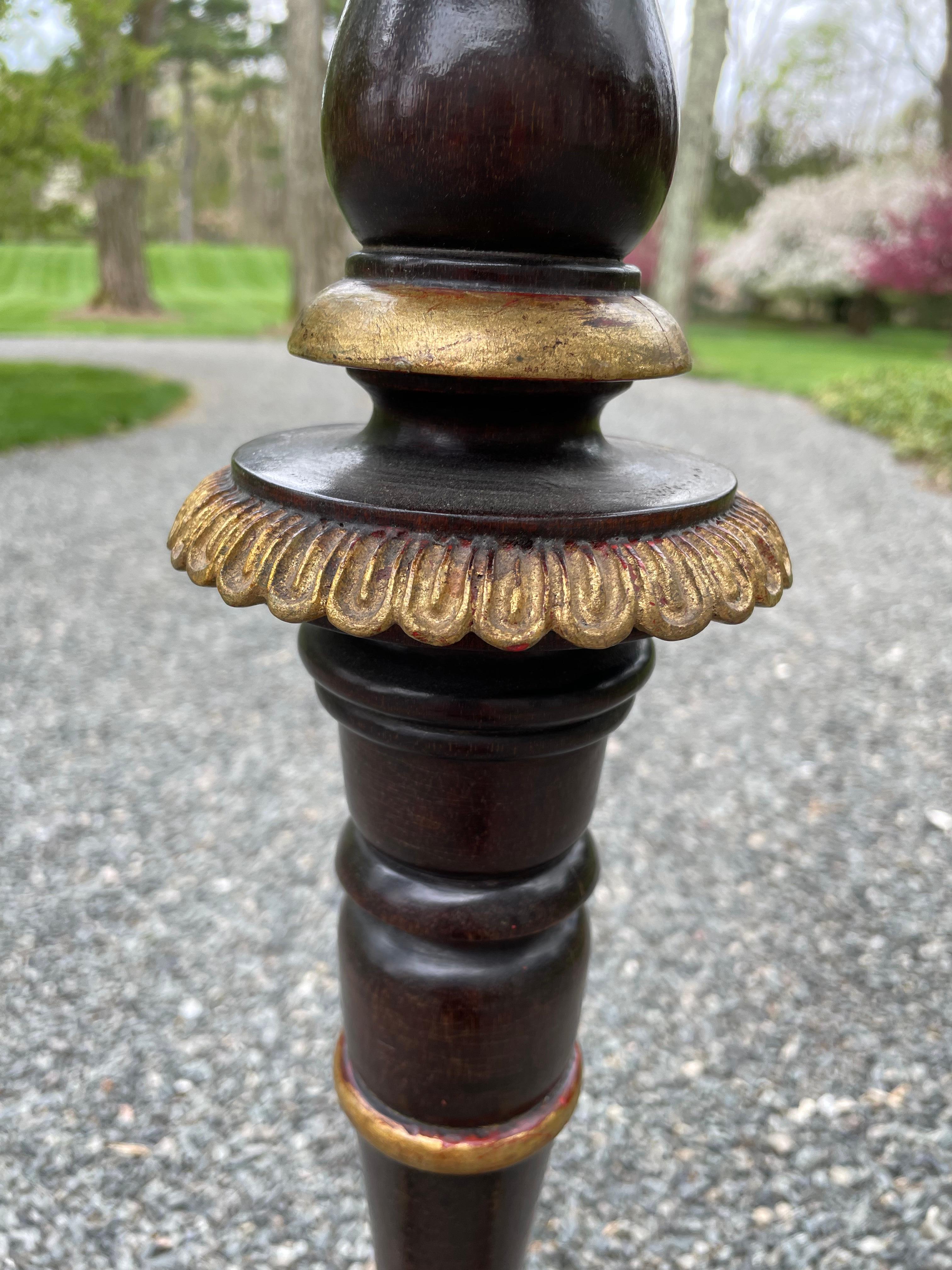 Italian Octagonal Mahogany and Gilt Side Table or Plant Stand For Sale 4