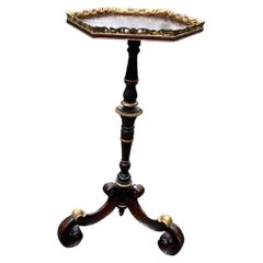 Retro Italian Octagonal Mahogany and Gilt Side Table or Plant Stand