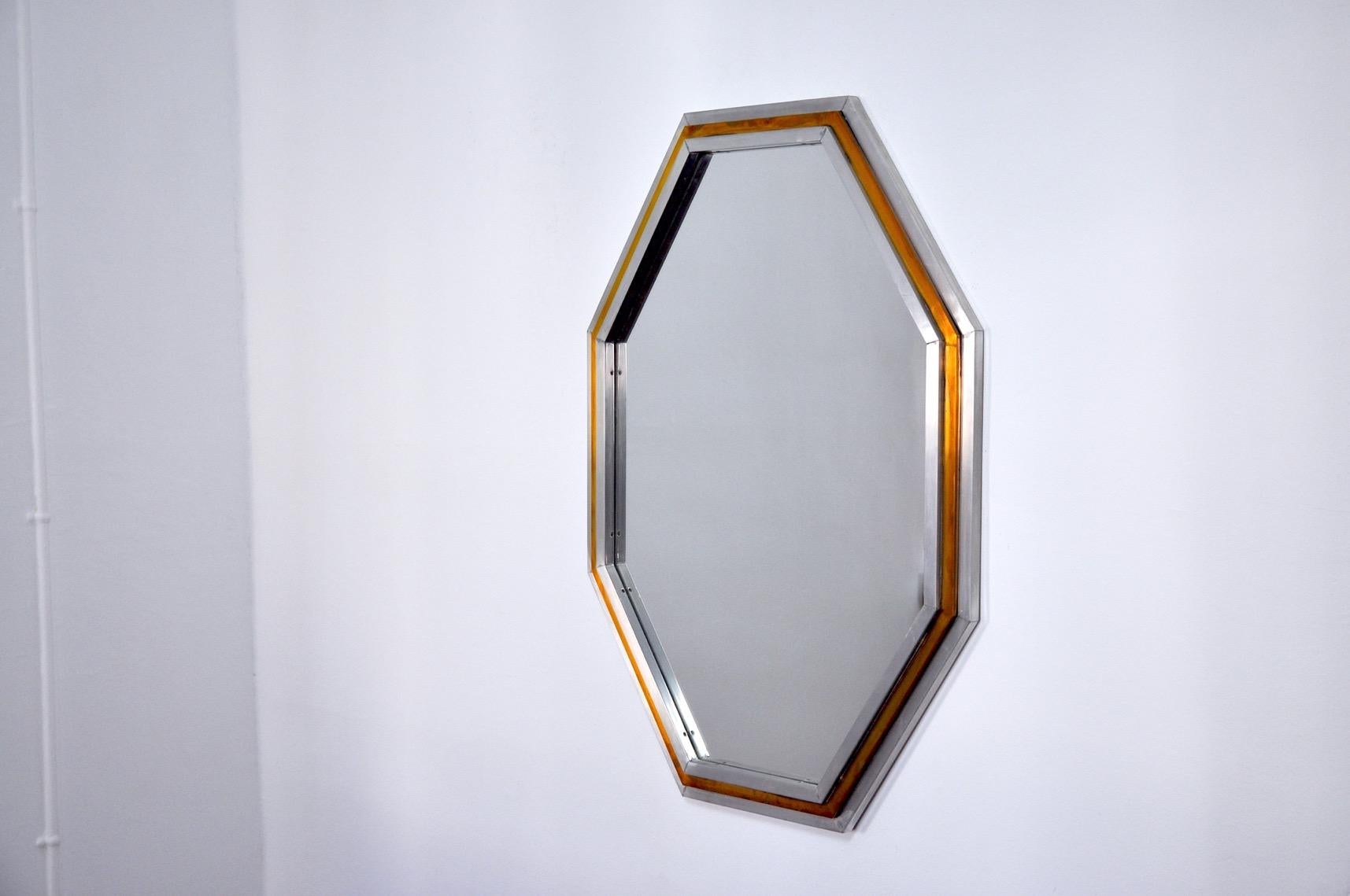 Hollywood Regency Italian Octagonal Mirror by Romeo Regga, 1970s For Sale