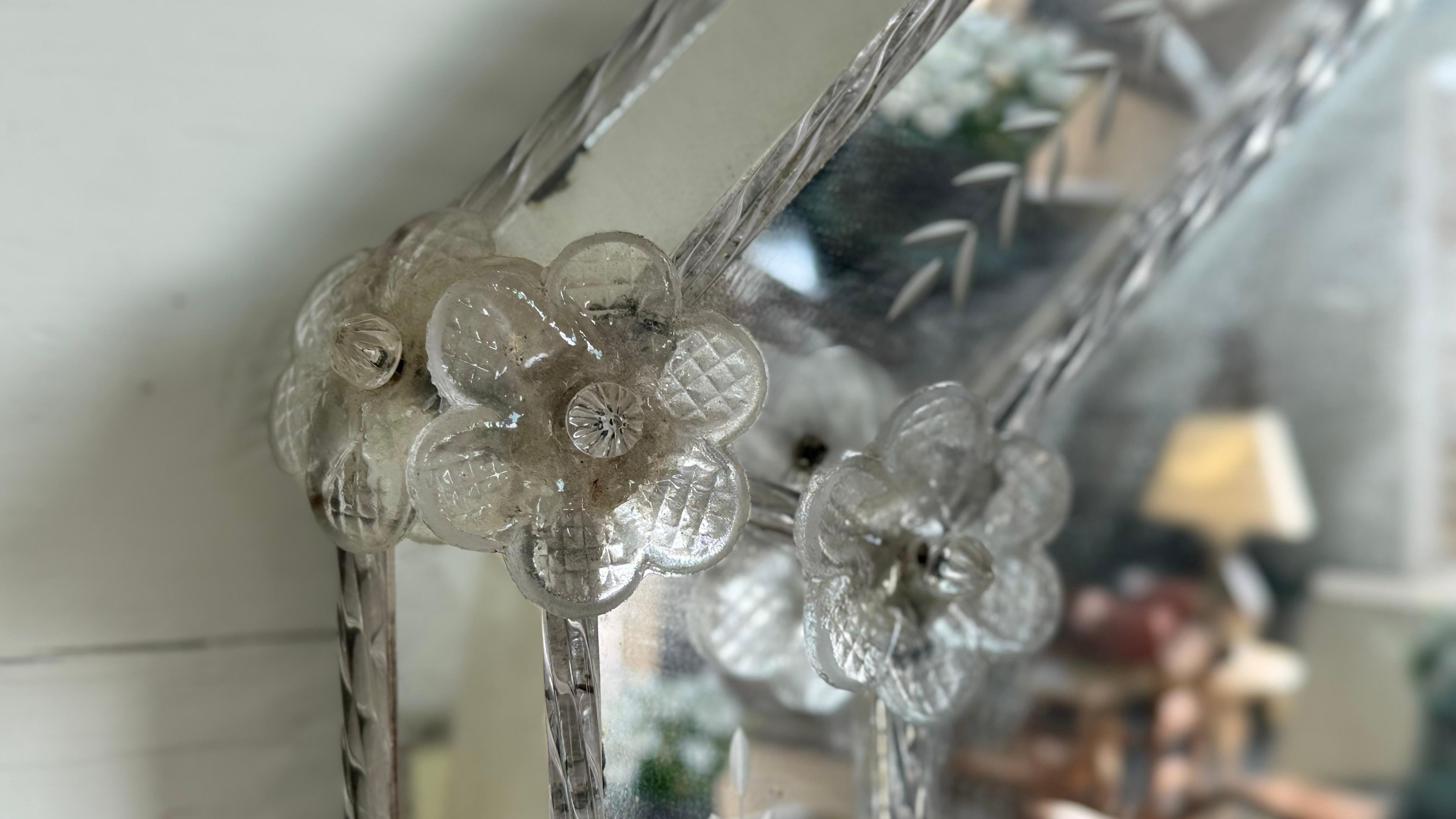 Miroir octogonal vénitien italien en verre de Murano Bon état - En vente à Atlanta, GA