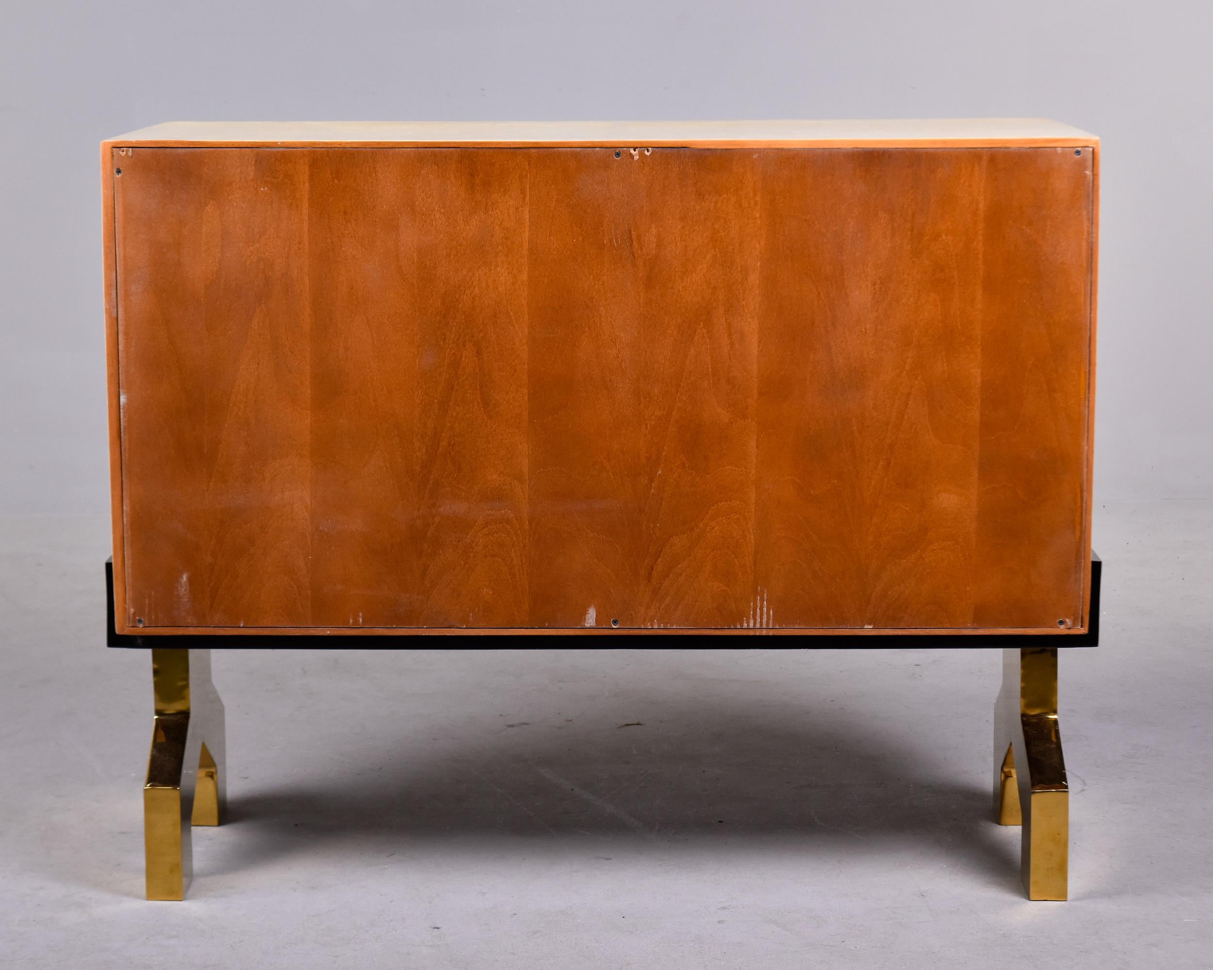 Italian off White Parchment Covered Modernist Chest with Brass Accents and Hardw For Sale 5