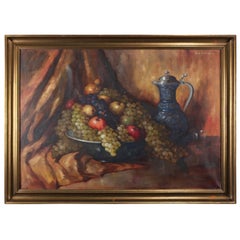 Italian Oil on Canvas Fruit Still Life Painting by Carl Gisehino, 20th Century