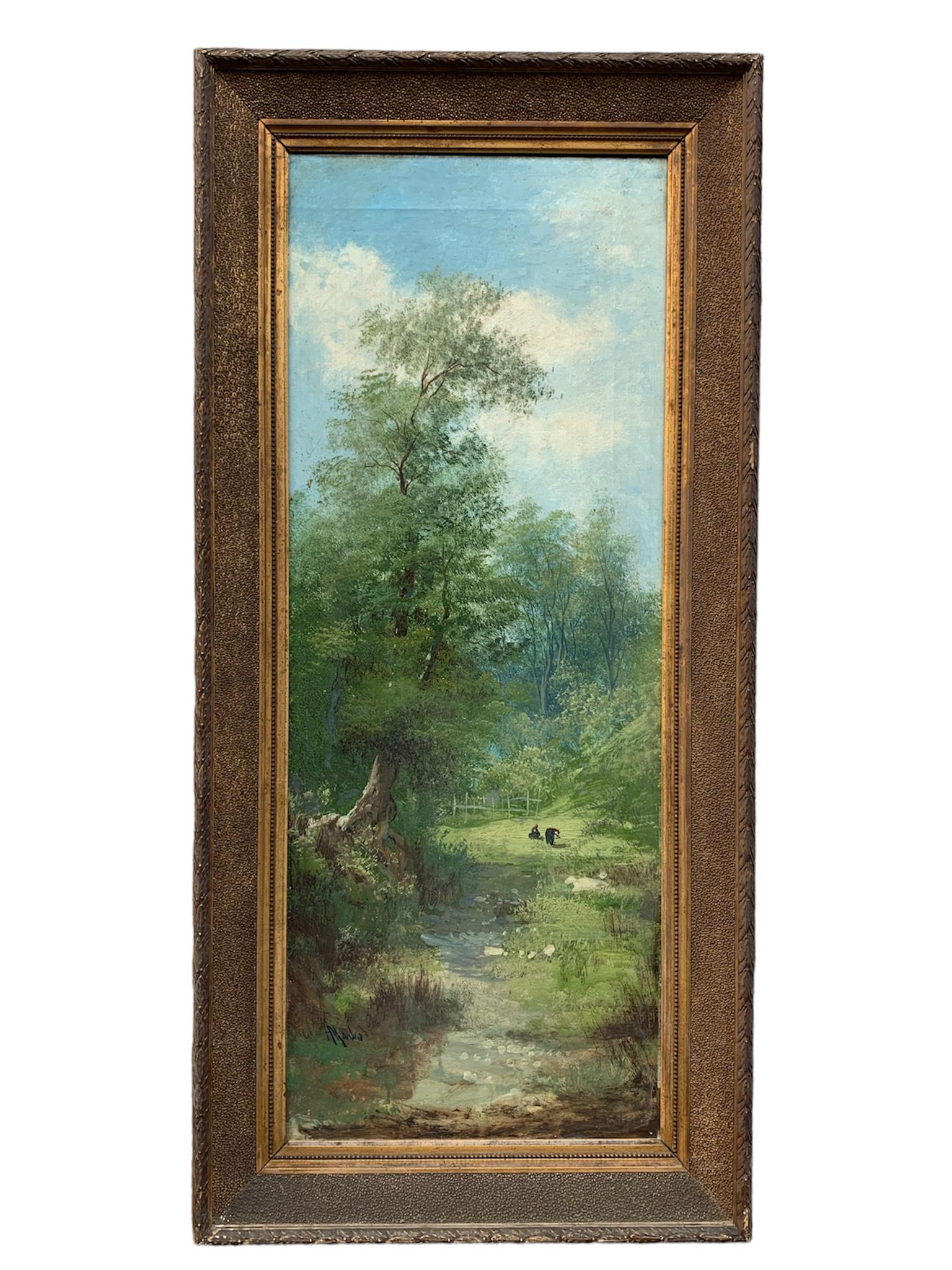 Ölgemälde auf Leinwand mit der Darstellung einer natürlichen Sommerlandschaft, geschaffen von Henry Markò zu Beginn des 20.

Ø cm 49 h cm 105

HENRY Markò, Nachkomme der österreichischen Malerdynastie von Andrea Markò, wurde 1855 in Florenz geboren.