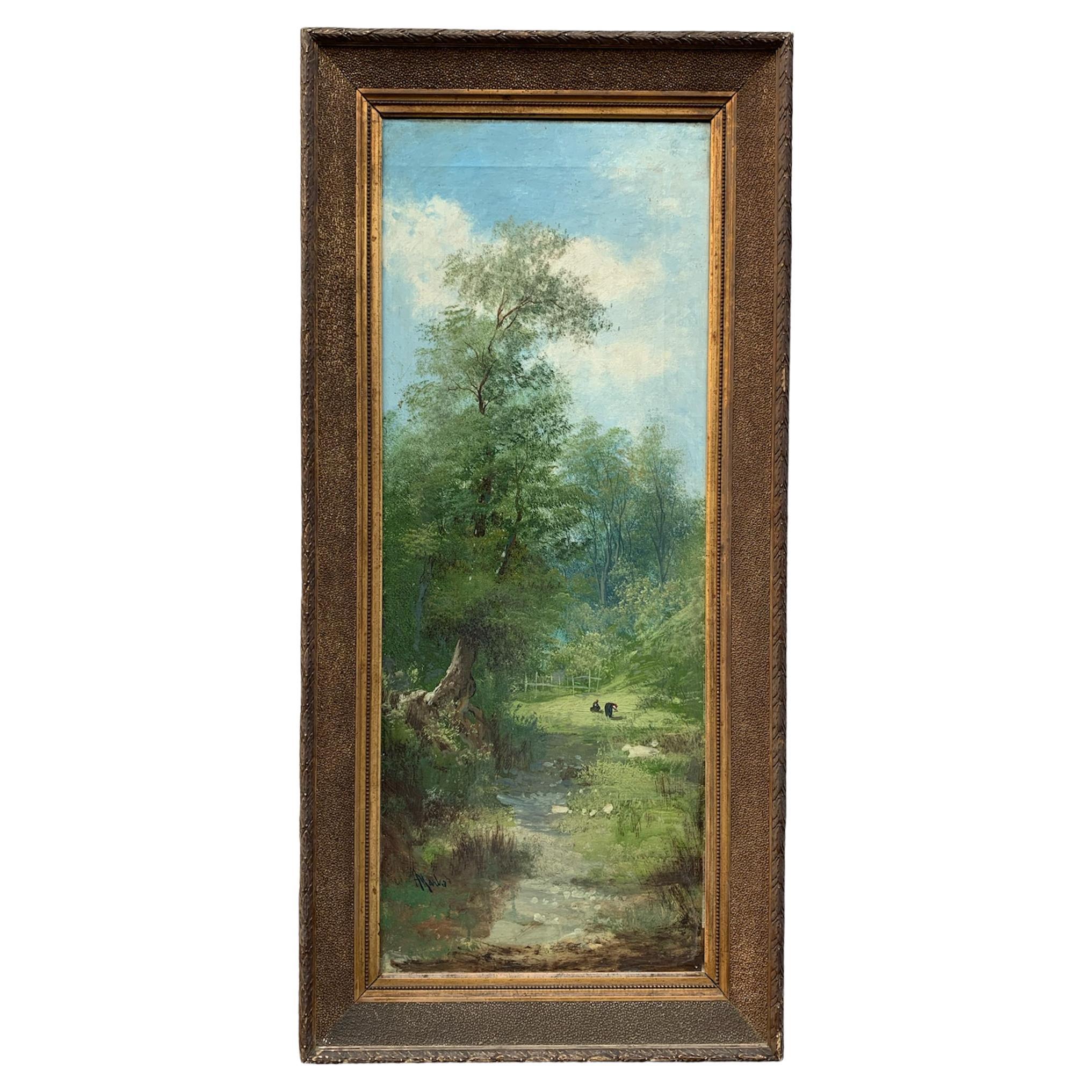 Italian Oil on Canvas Landscape Painting by Henry Markò, Early Twentieth Century For Sale