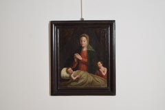 Italian Oil on Canvas, Madonna with Child and Saint John, 17th Century