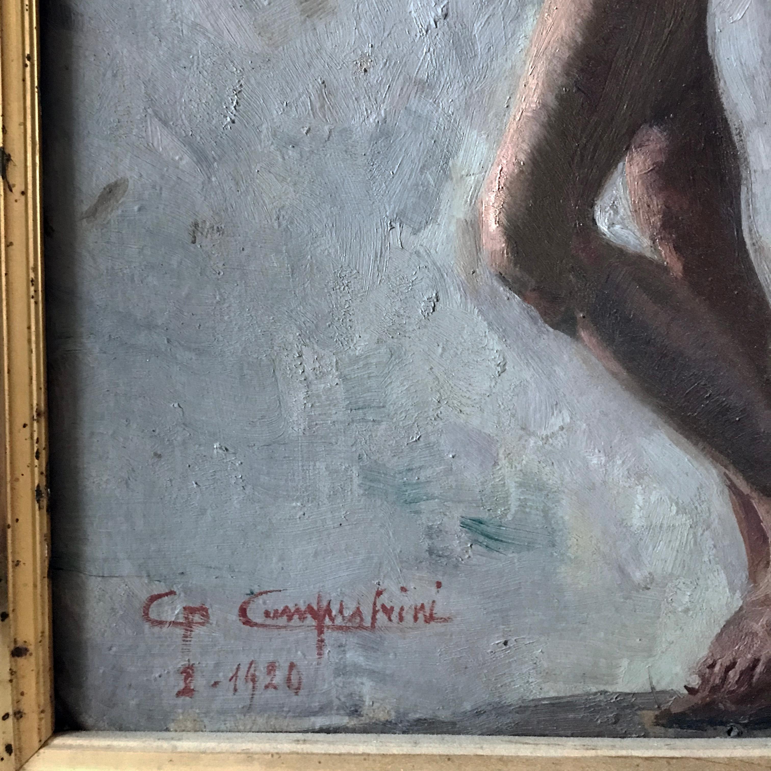 Early 20th Century An Evocative Italian 1920s Portrait of a Male Nude 