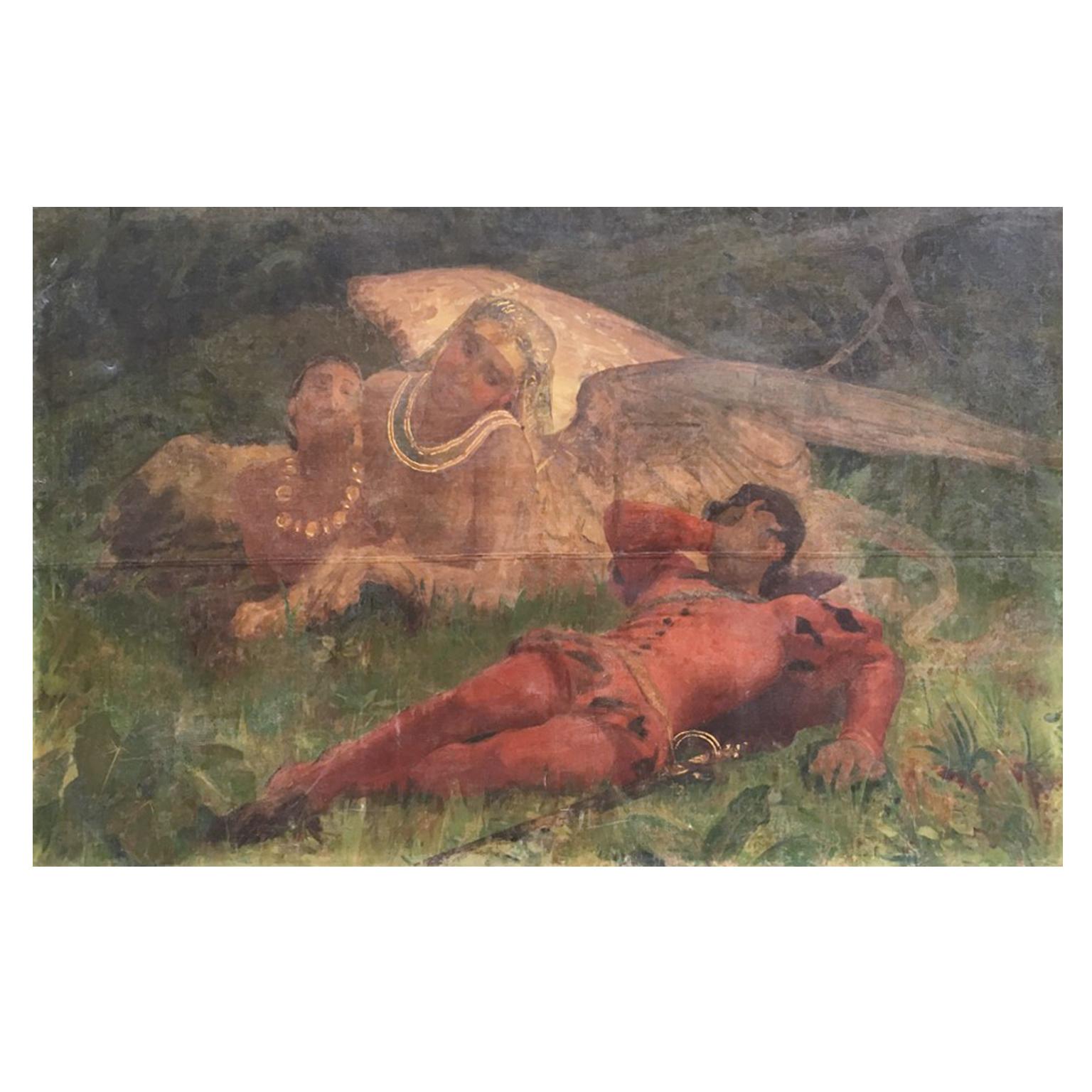 Italian Oil on Canvas Painting Depicting 'Theatrical Scene' by Ernesto Bellandi For Sale 8
