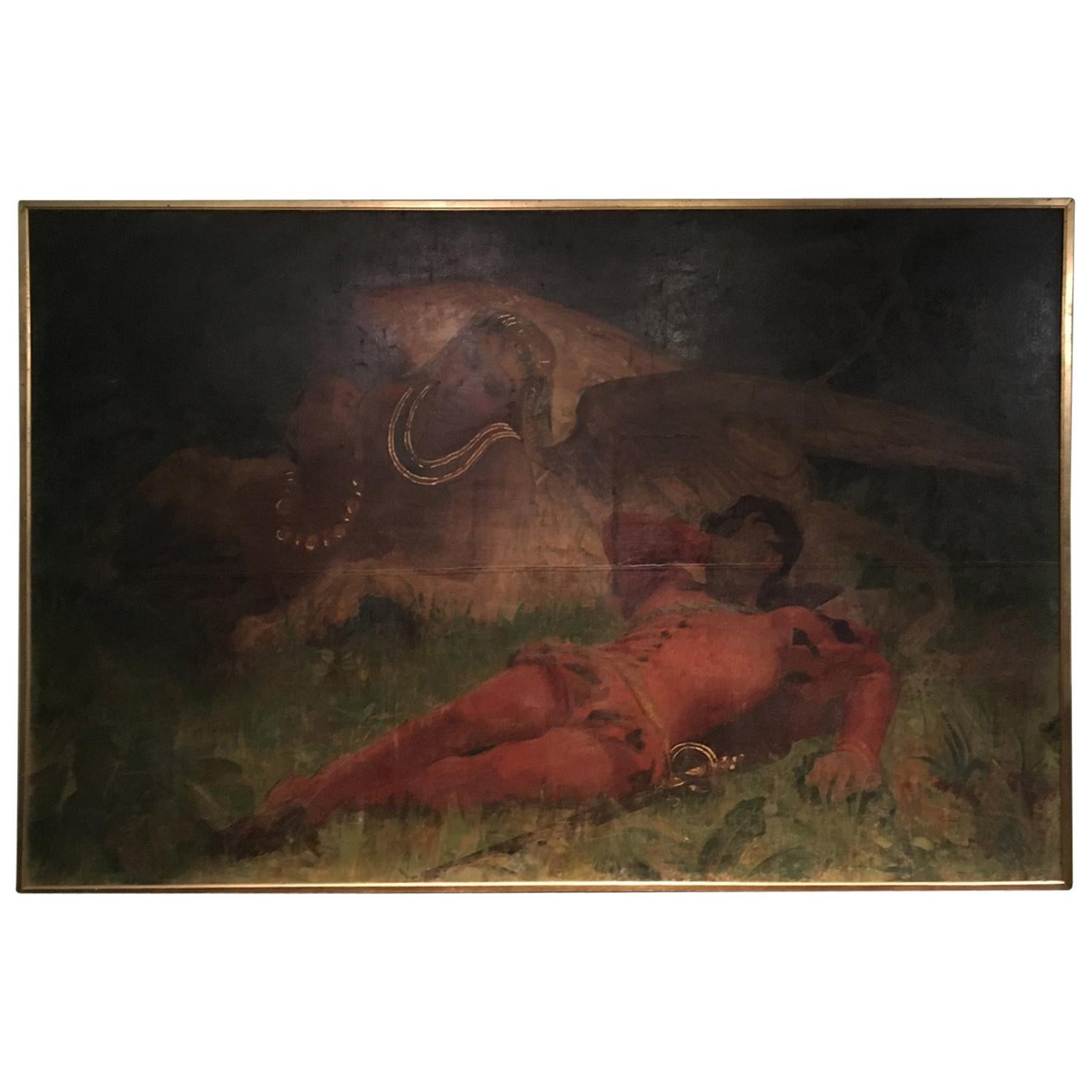 Italian Oil on Canvas Painting Depicting 'Theatrical Scene' by Ernesto Bellandi For Sale 1