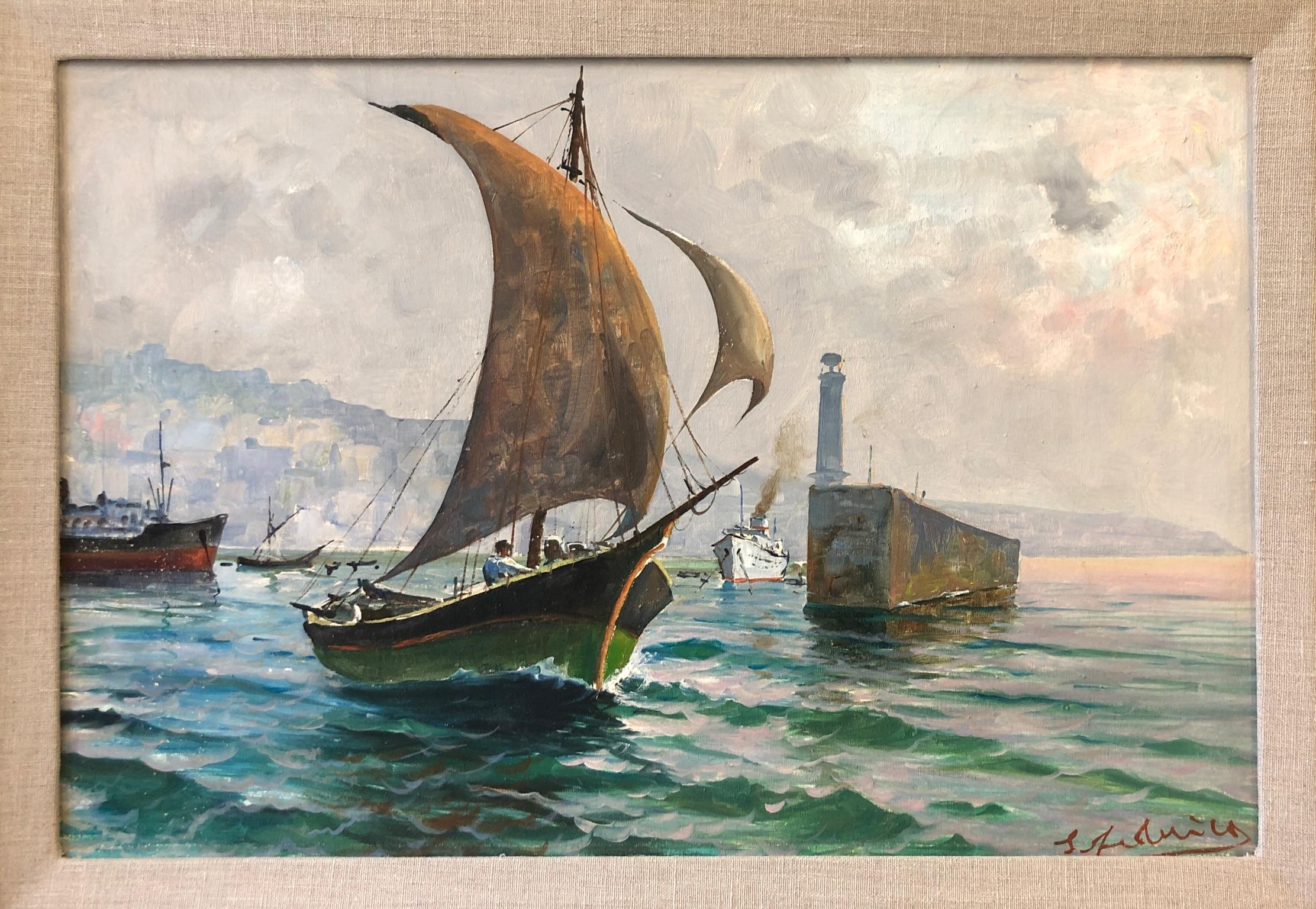 Huilé Peinture italienne à l'huile sur toile de Capri par Federico Salvatore  en vente