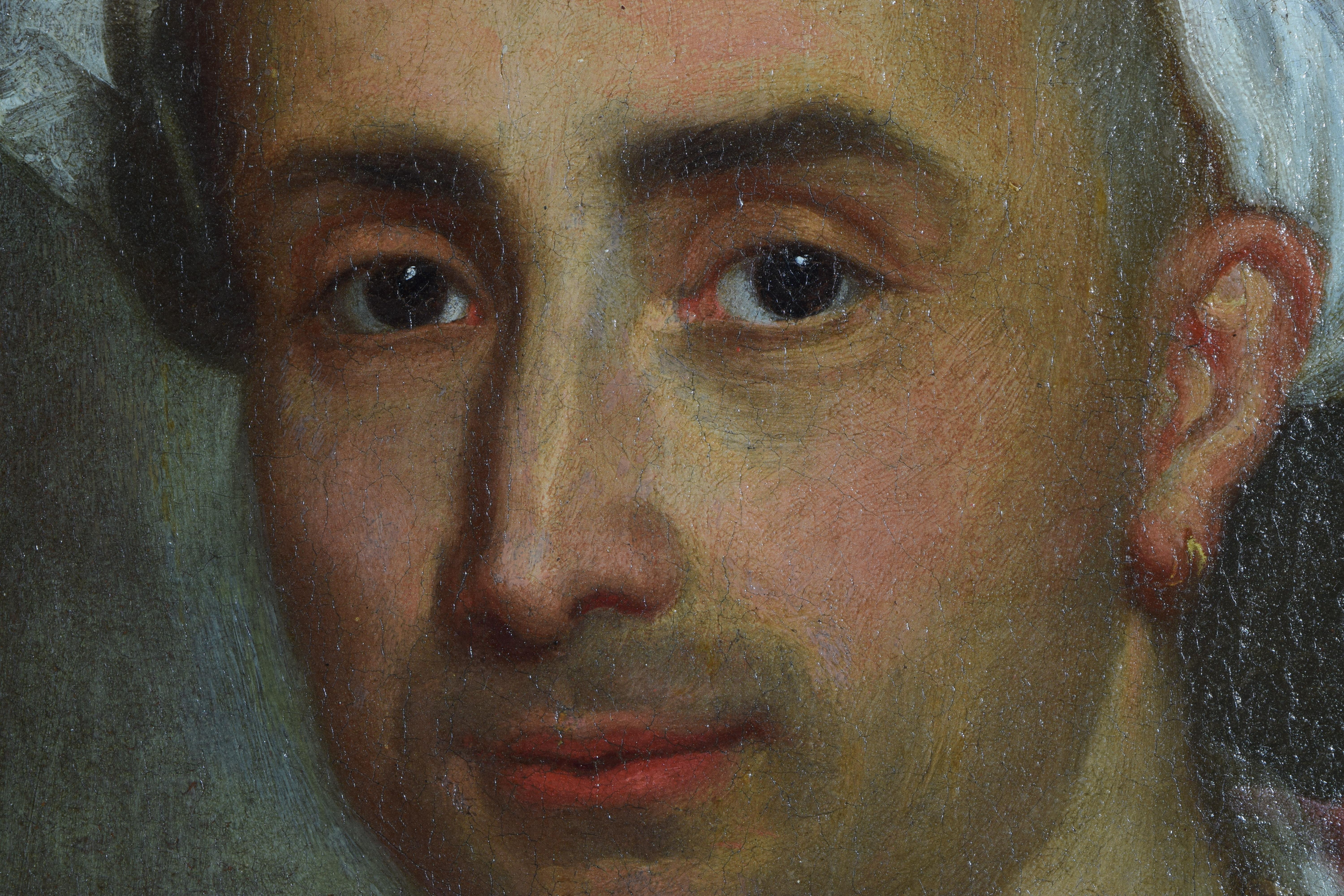 Paint Italian Oil on Canvas, Portrait of Man in Oriental Robes, N.Cassana. ca. 1700 For Sale