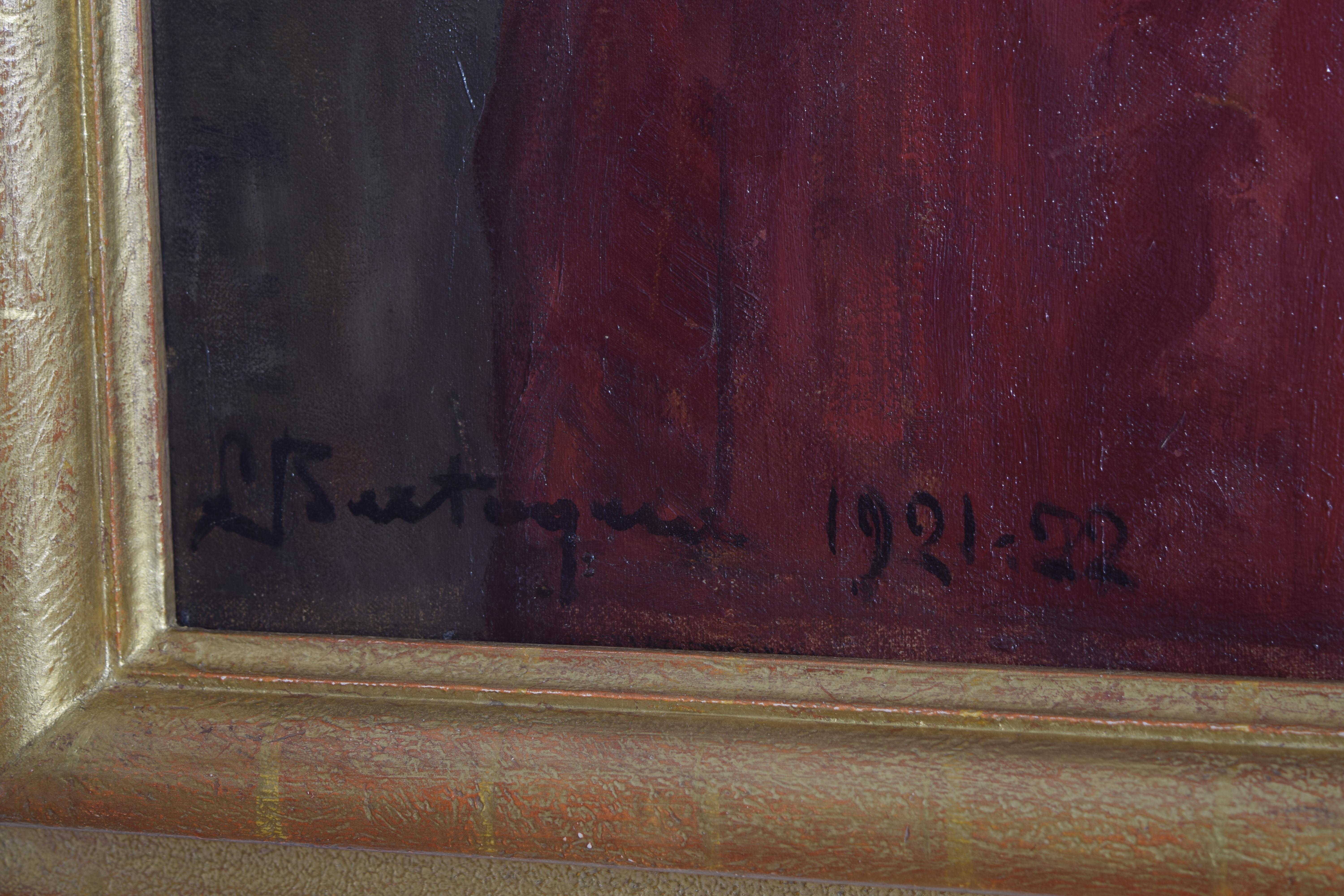 Italienisches Öl auf Leinwand, Portraitstudie, signiert unten links 1921-1922 im Angebot 4
