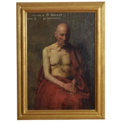 Huile italienne sur toile, étude de portrait, signée en bas à gauche 1921-1922