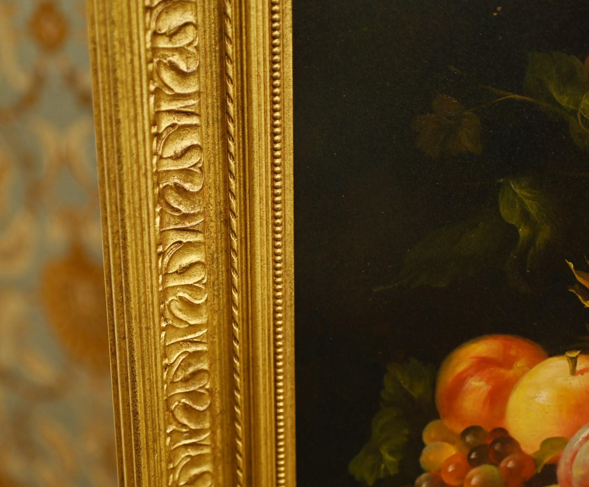 Late 20th Century Italian Oil Painting Fruit Still Life Art For Sale