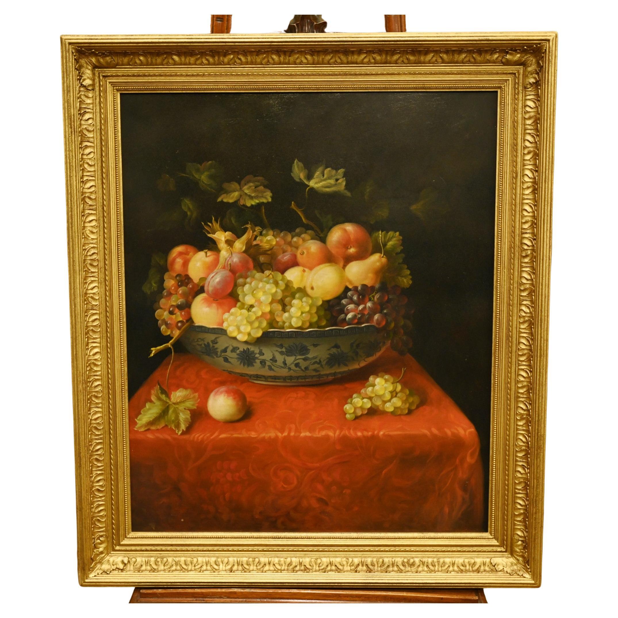 Italian Oil Painting Fruit Still Life Art For Sale