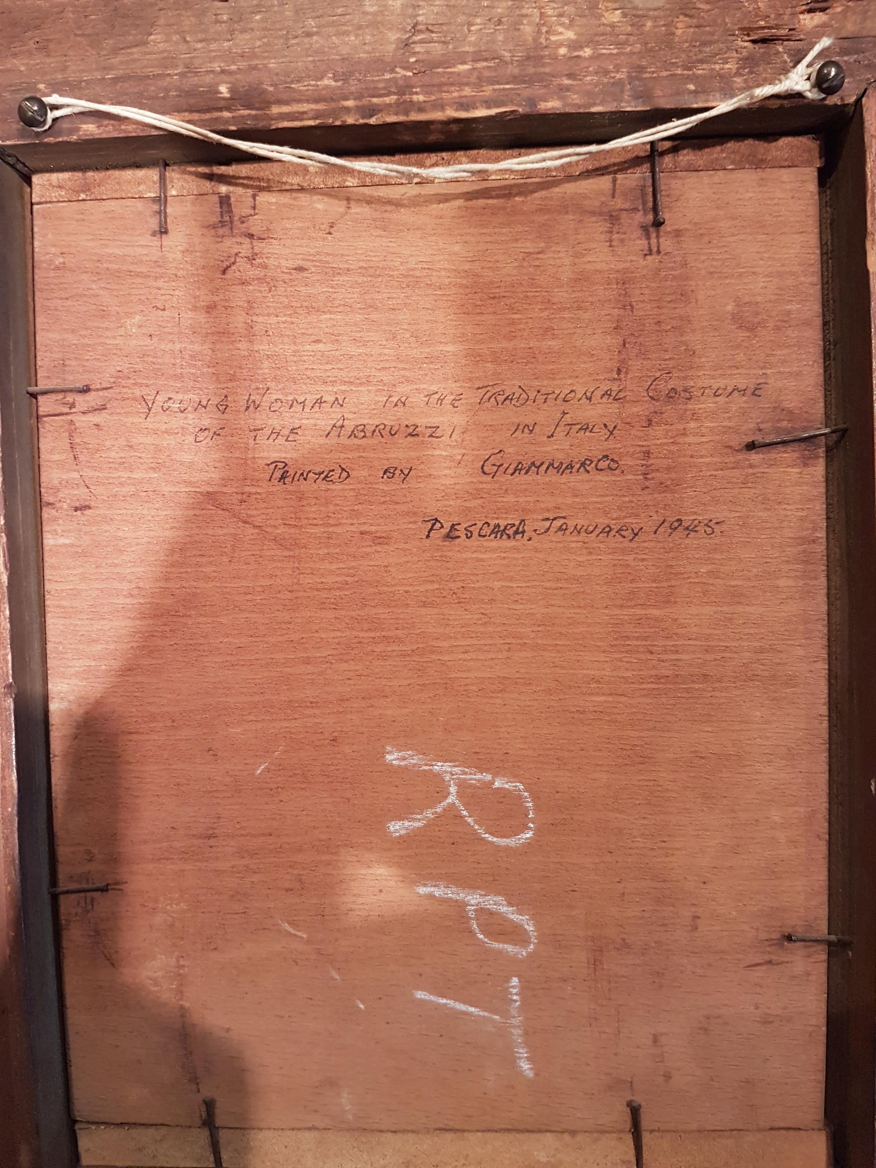 Óleo italiano de Mujer joven por G. Gianmarco Ebonizado en venta